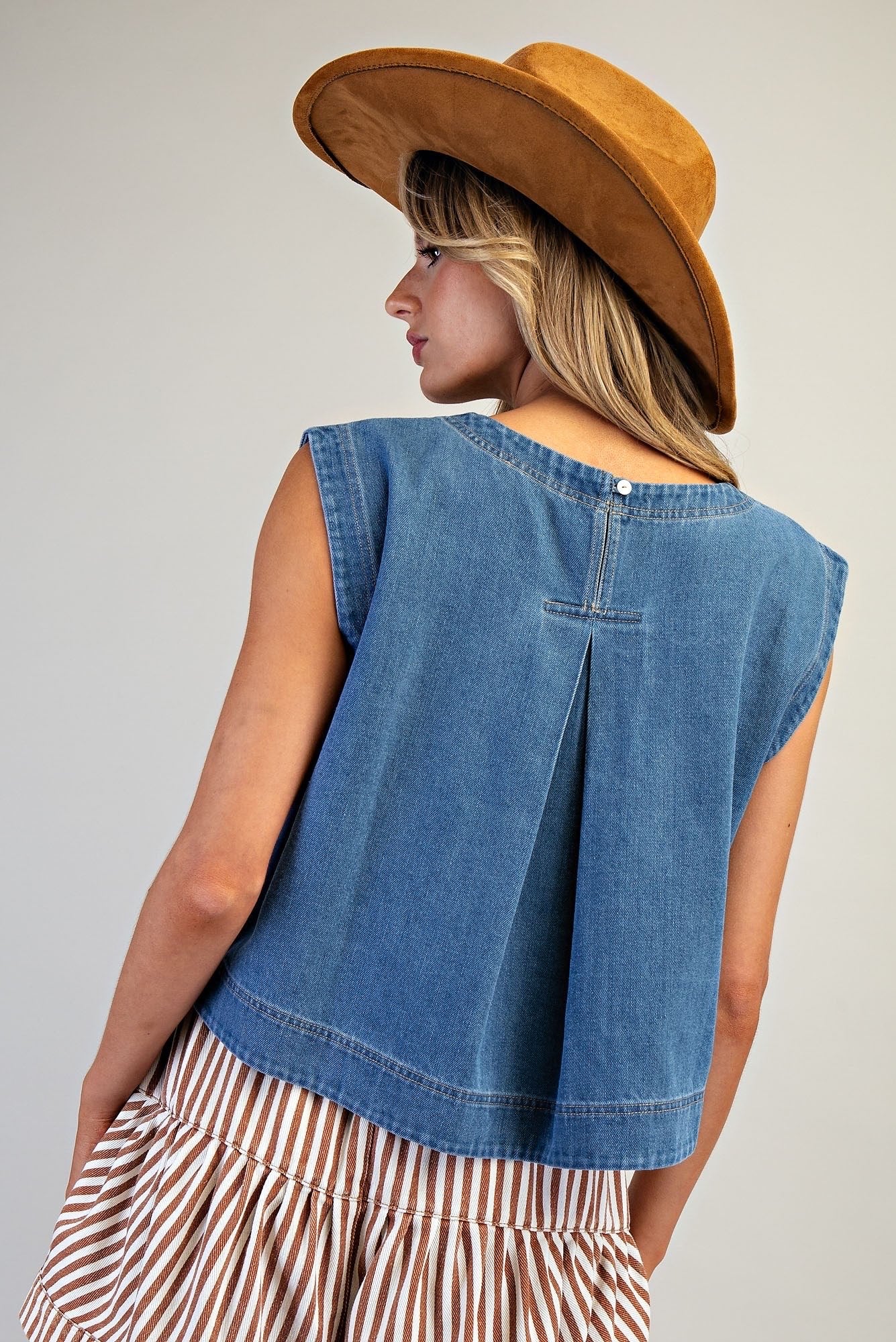 Boxy Sleeveless Denim Top
