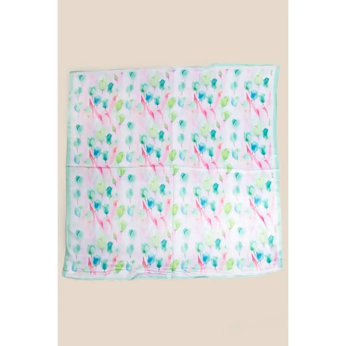 Floral Tulip Pattern Square Bandana Scarf