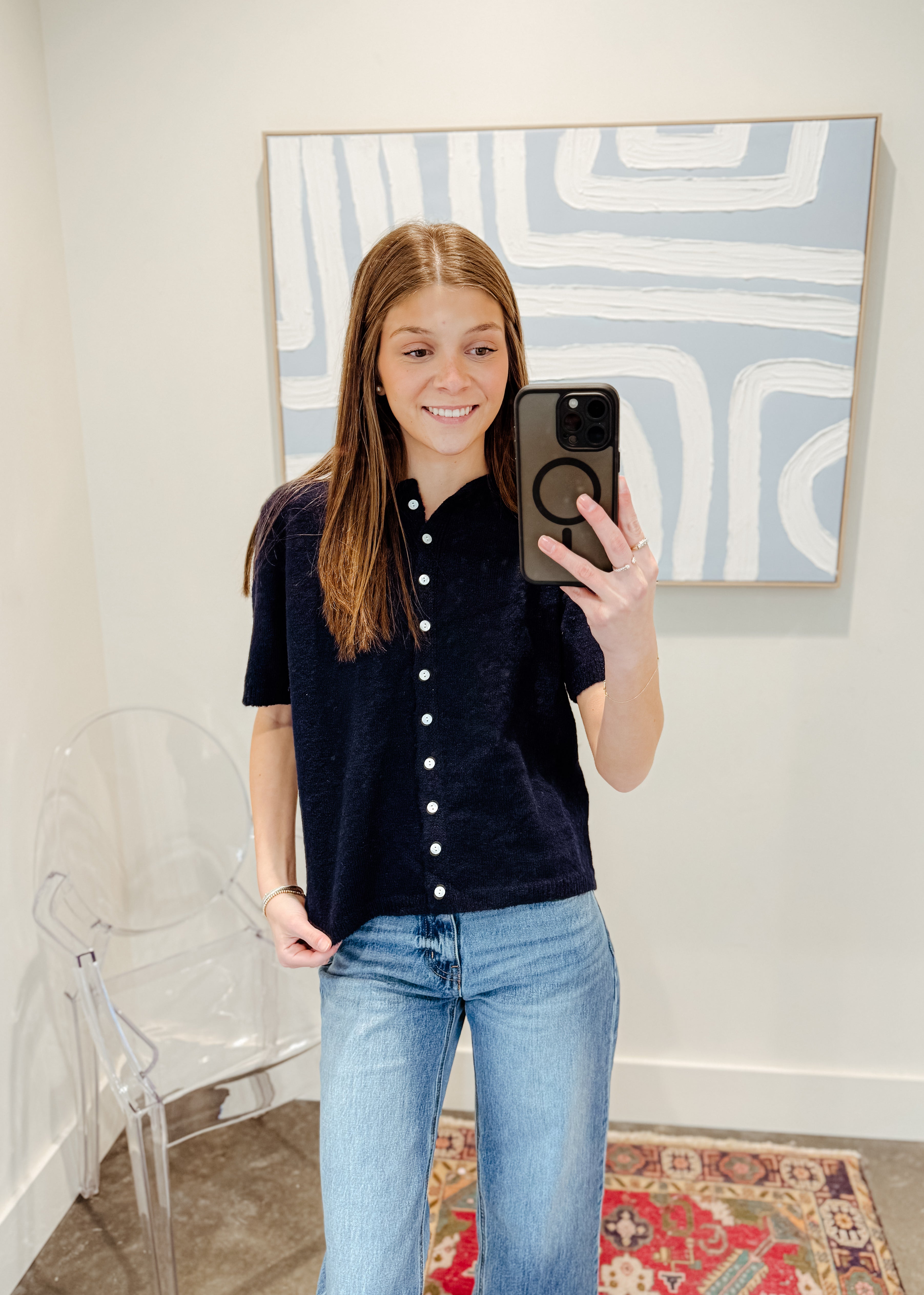 Short Sleeve Button Cardigan