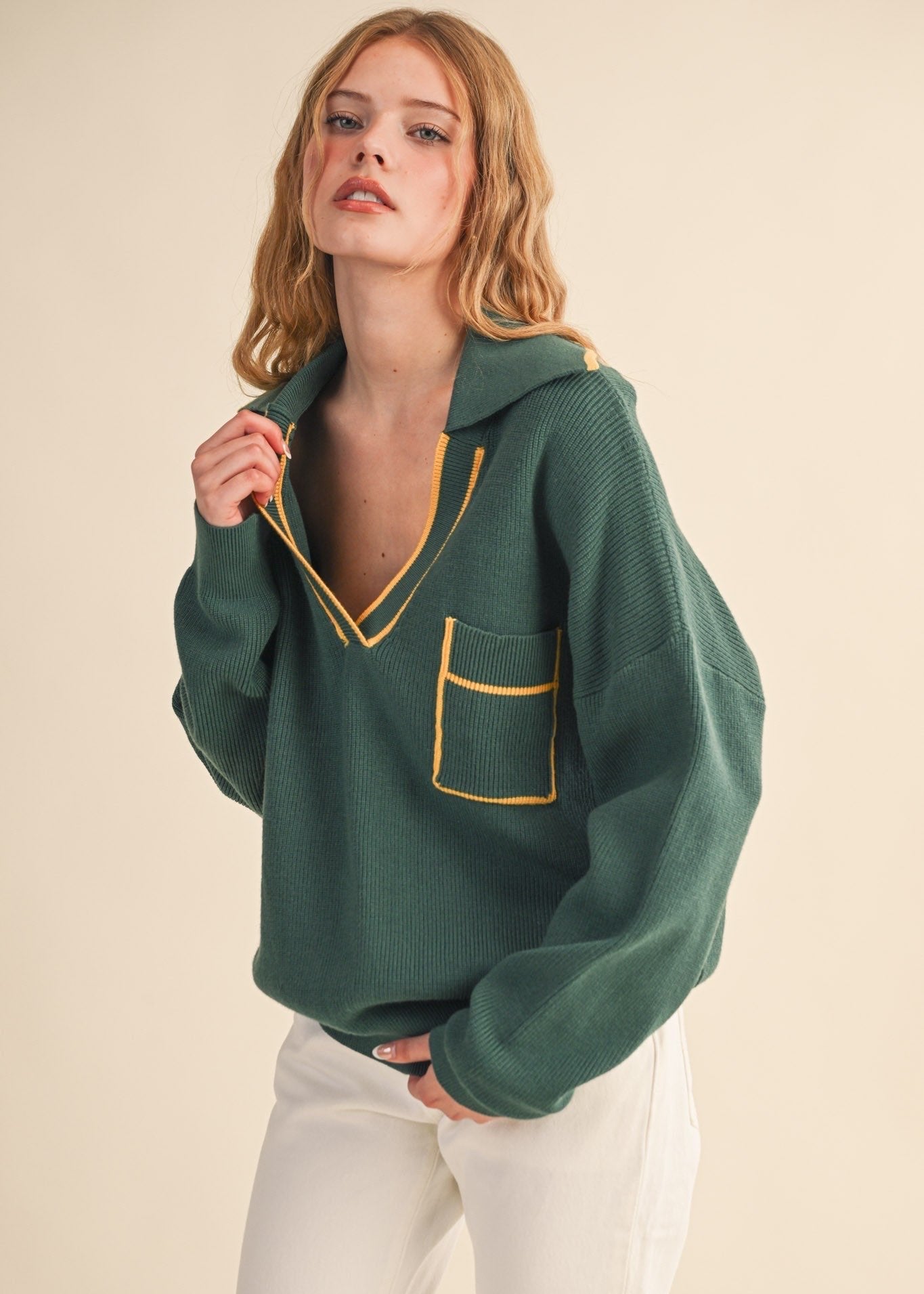 Zara Contrast Collared Sweater