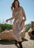 Soft Knit Sweater and Pleated Maxi Dress Set