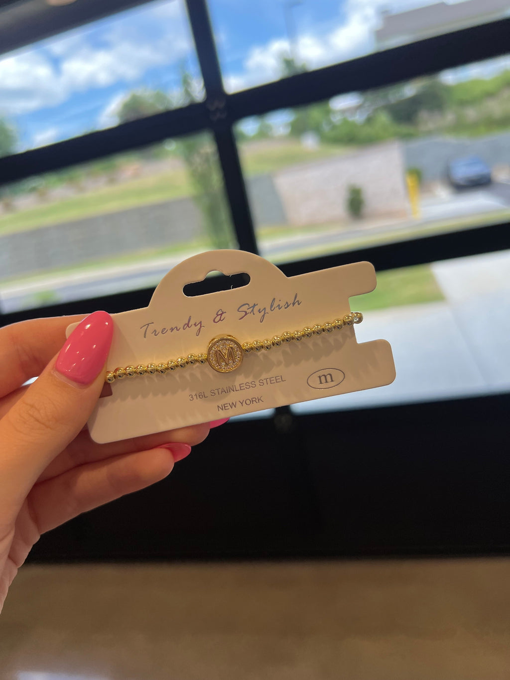 Gold Initial Beaded Bracelet