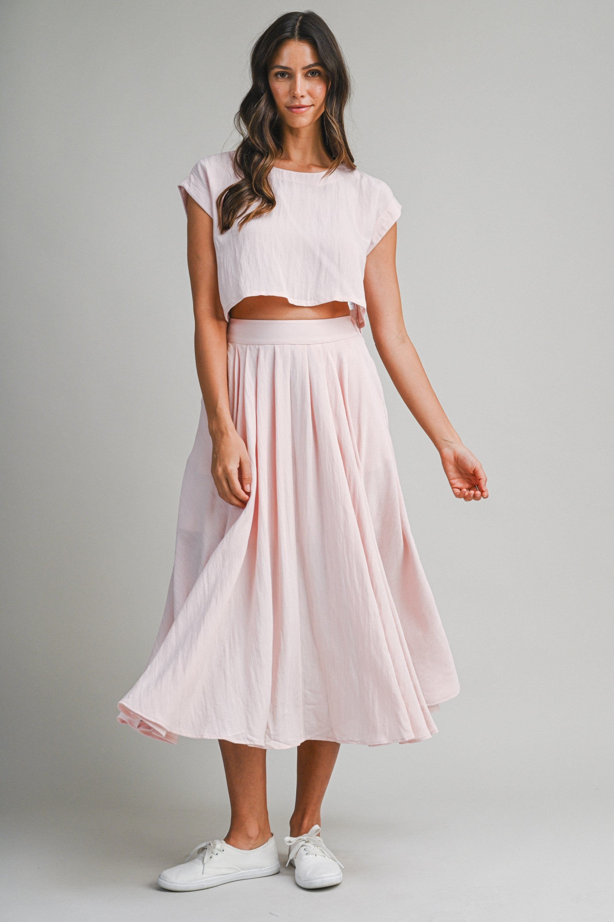 Elara Airy Two-Piece Midi Skirt Set