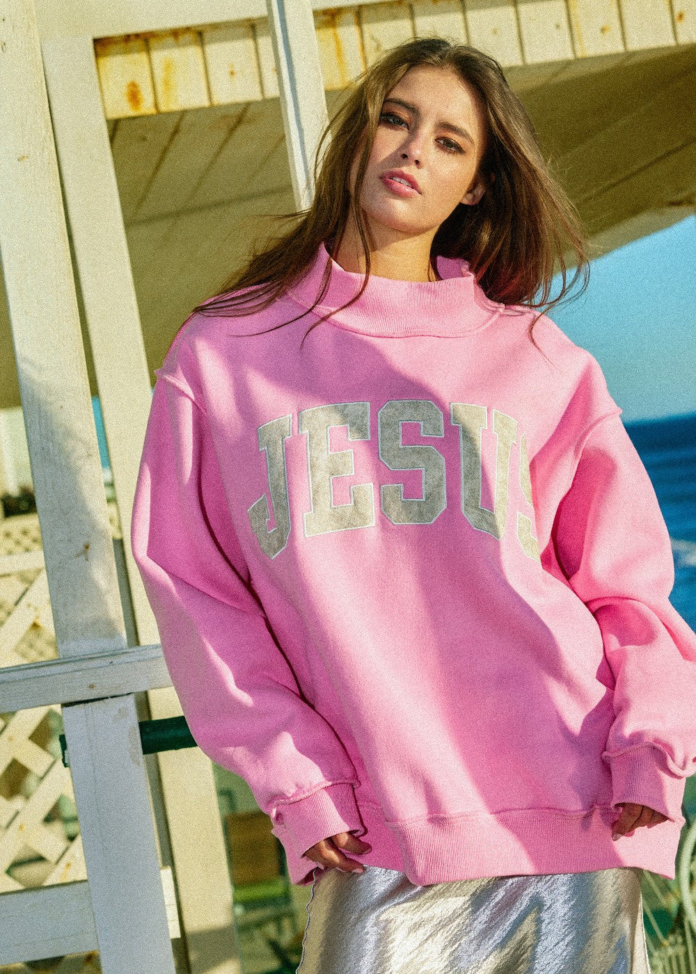 Jesus Camo Embroidered Mock Neck