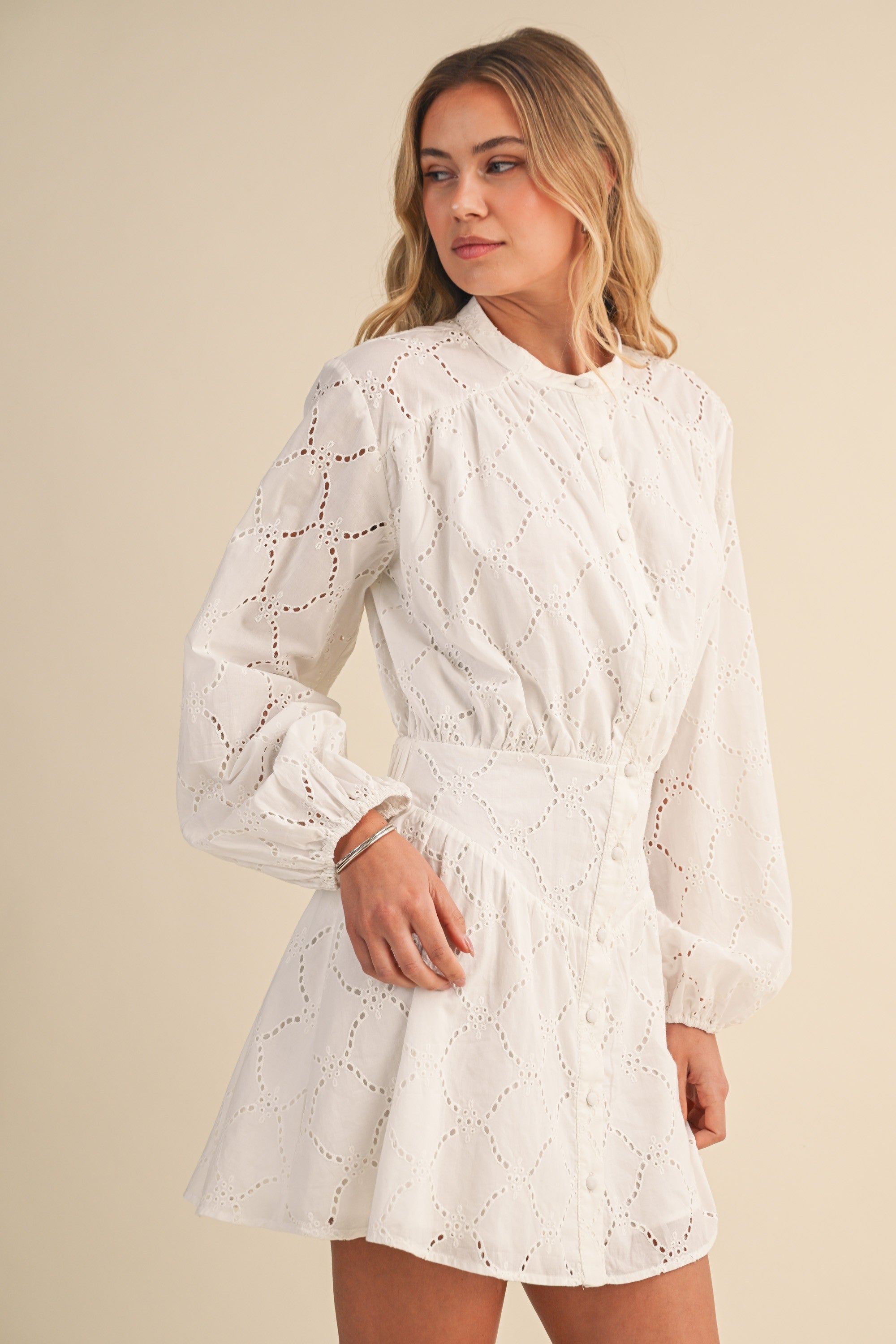 Diana Eyelet Button Front Dress
