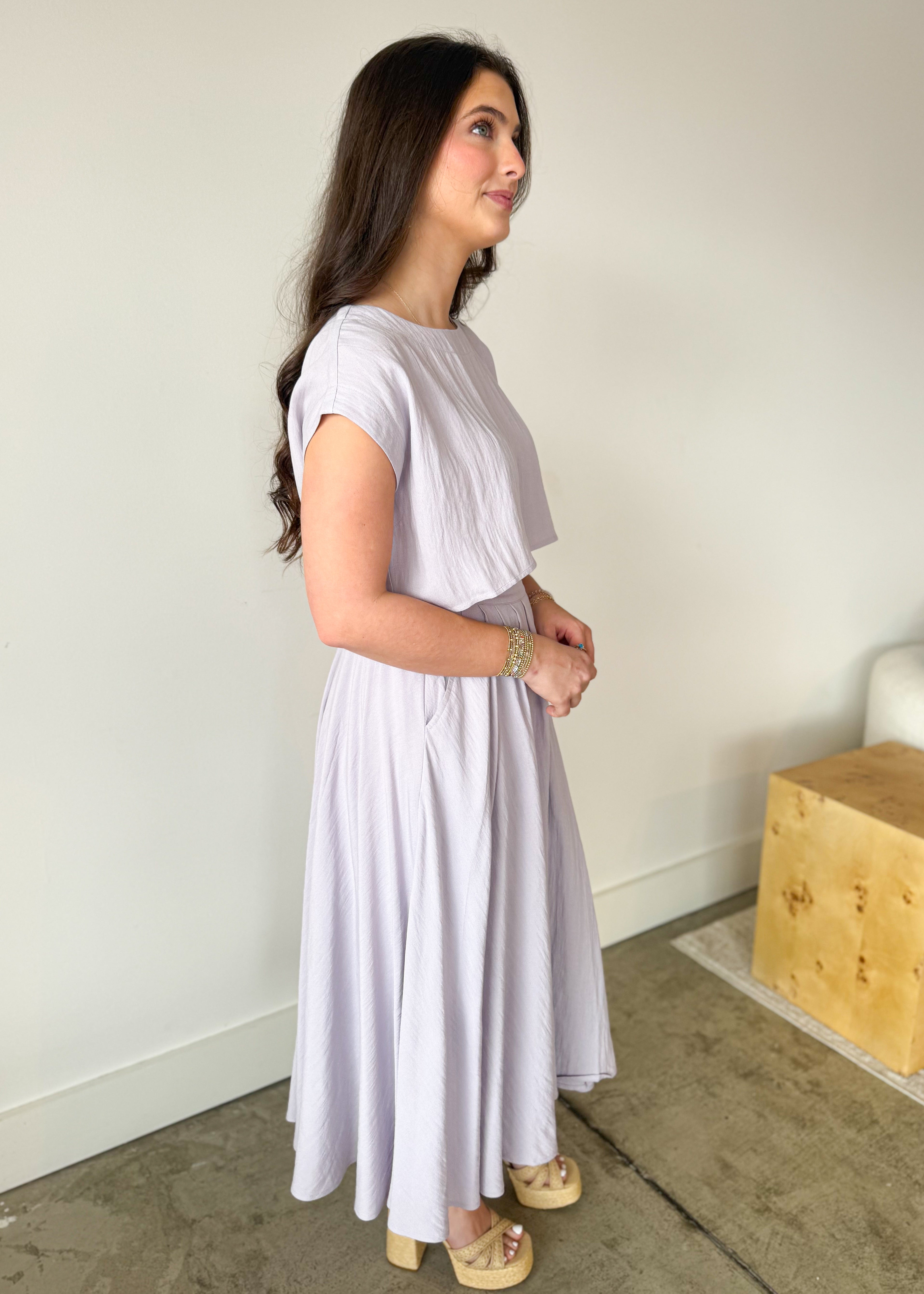 Elara Airy Two-Piece Midi Skirt Set