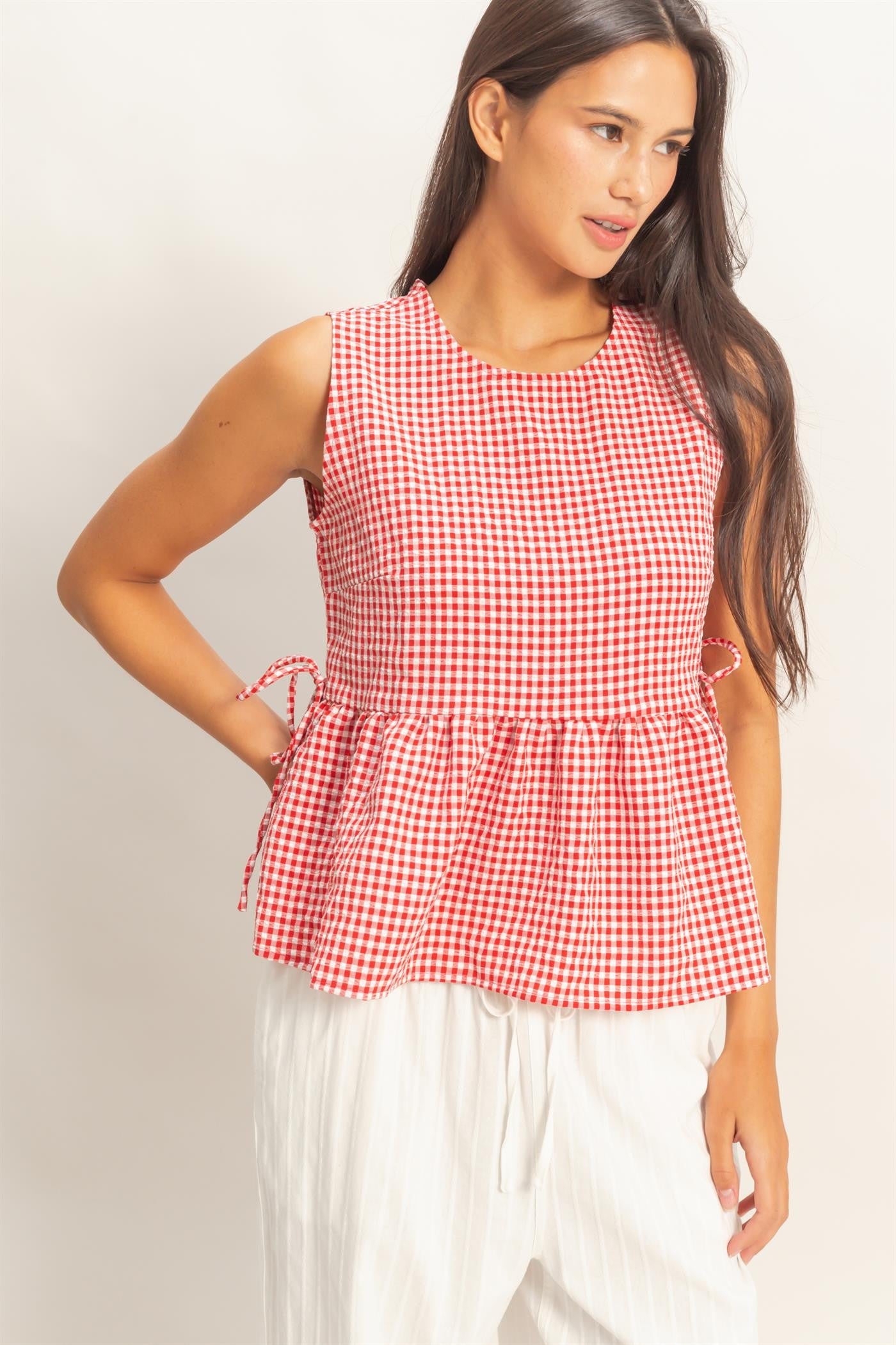 Sophie Soft Gingham Peplum Blouse