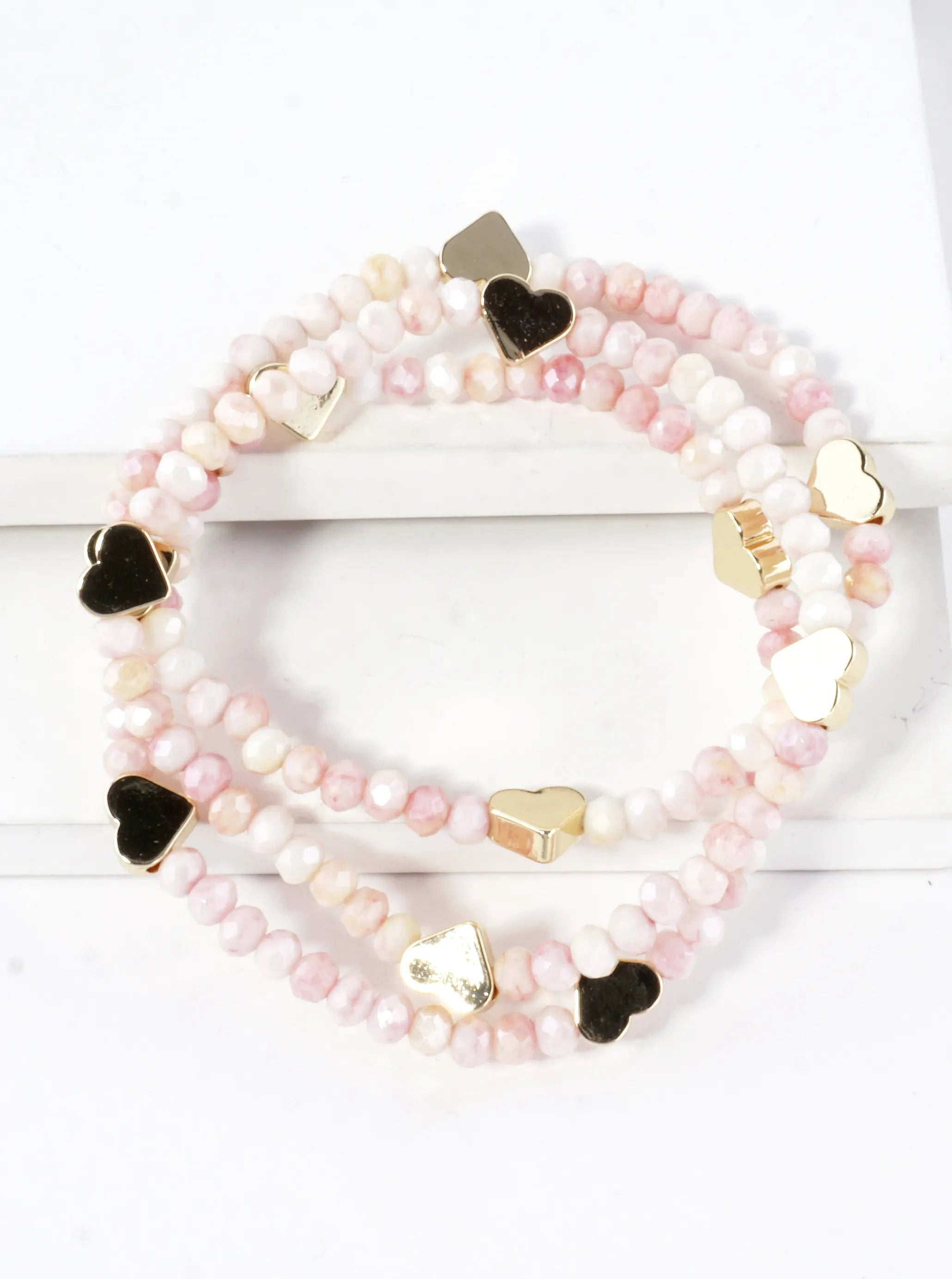 3-PC Set Hearts Stretch Bracelets