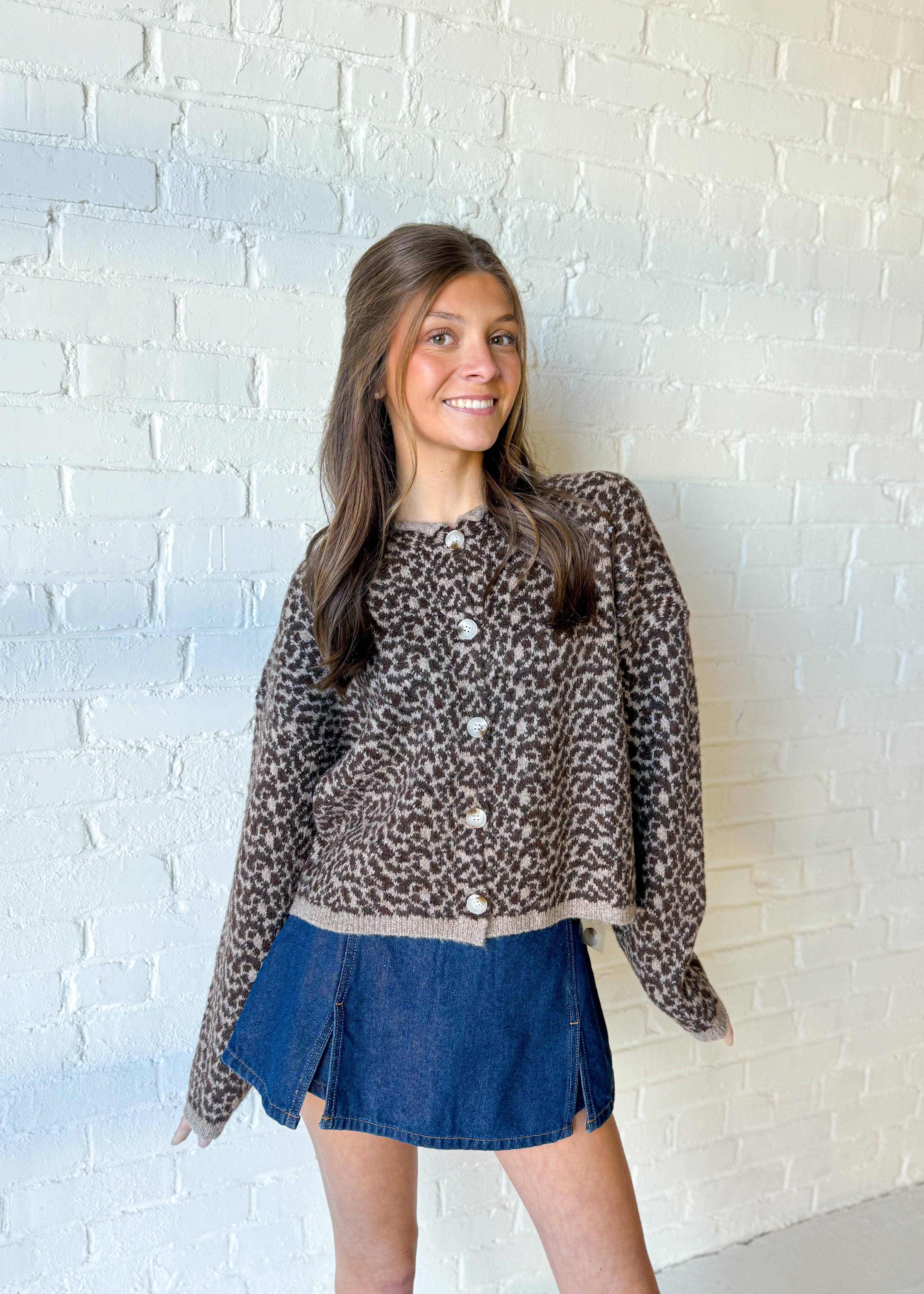 Chloe Cheetah Print Knit Cardigan