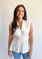 Millie Zip Front Peplum Top