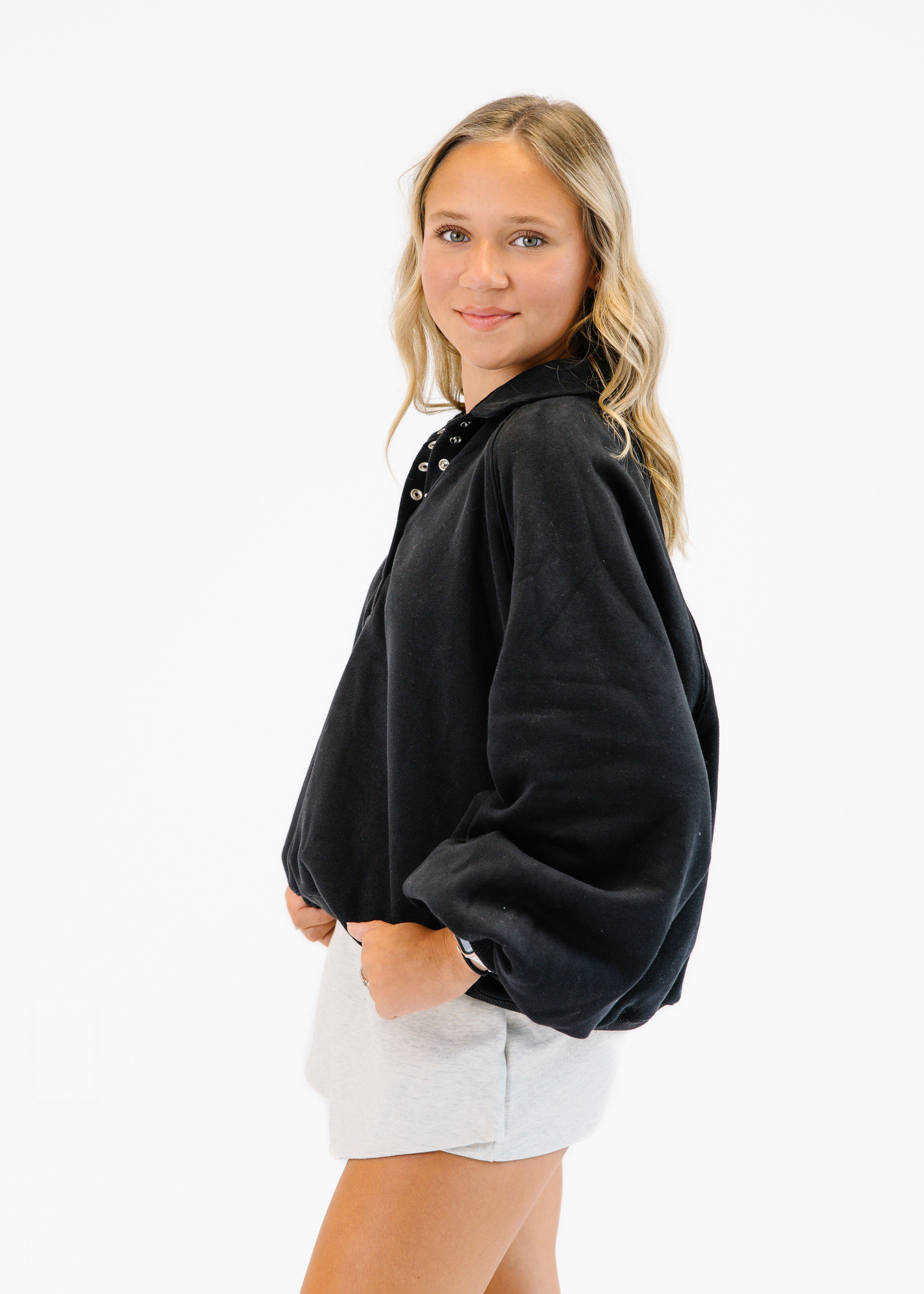 Snap Button Collared Sweater