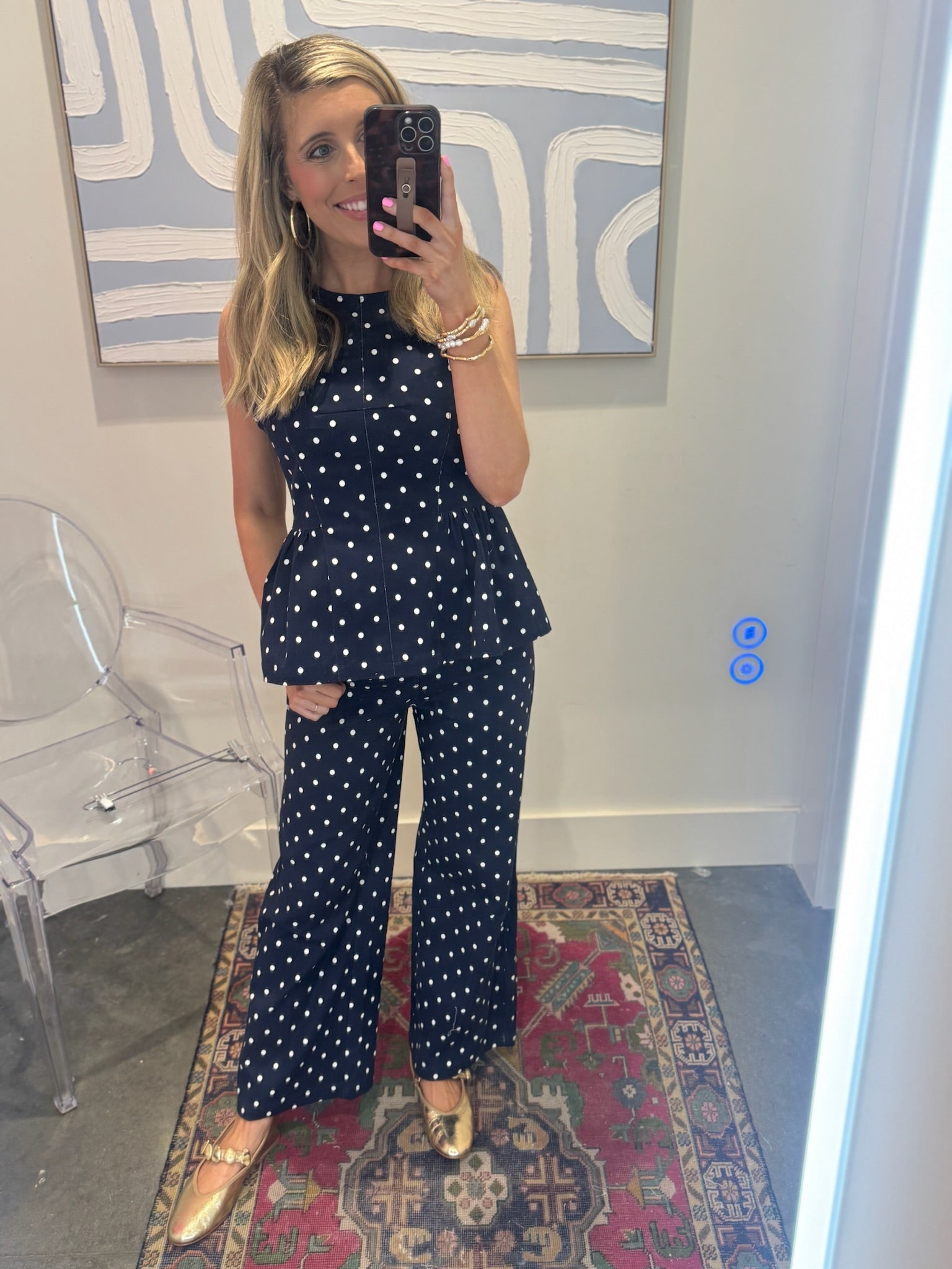 Candice Ruffle Hem Polka Dot Top