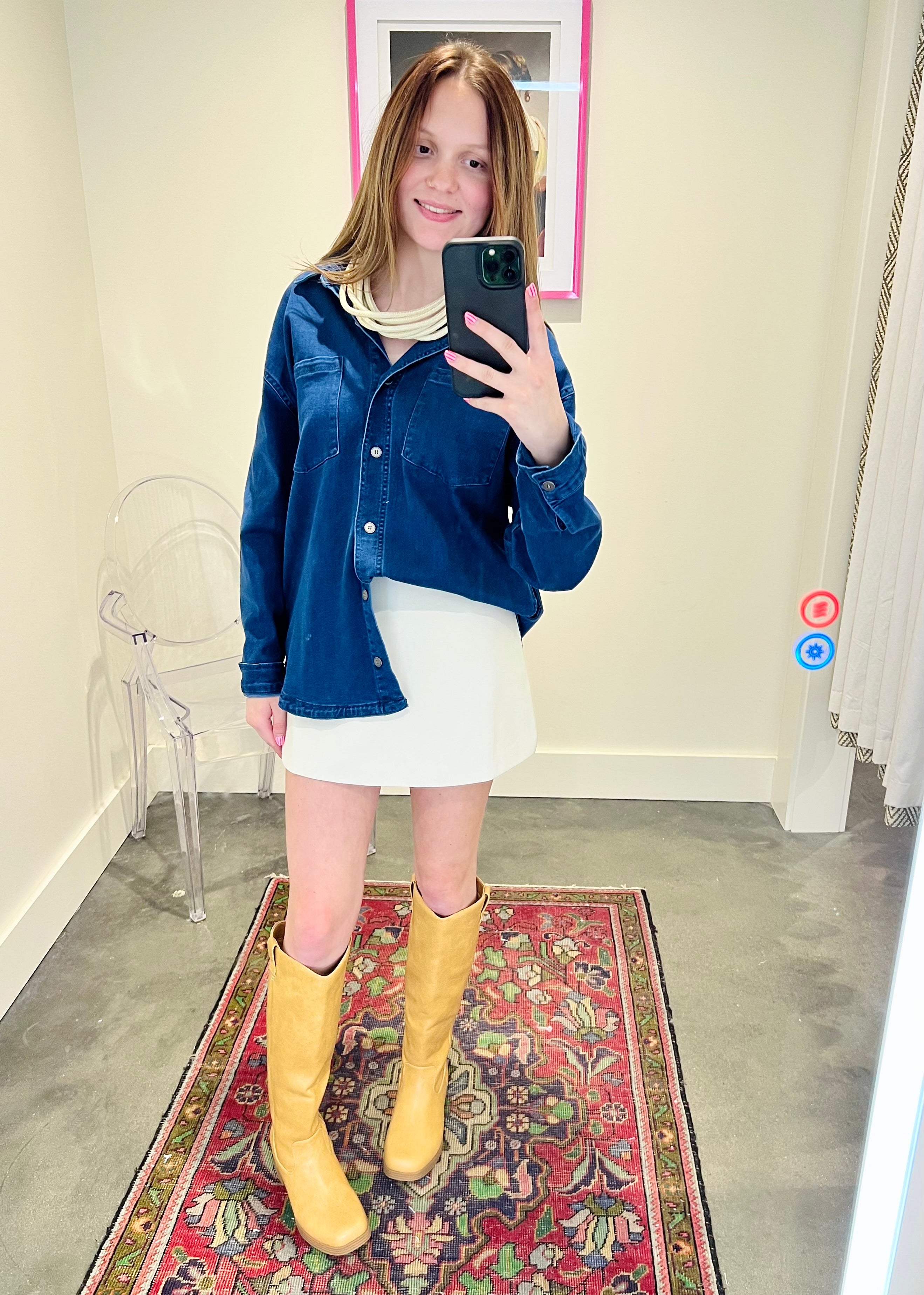 Oversized Knit Denim Shirt