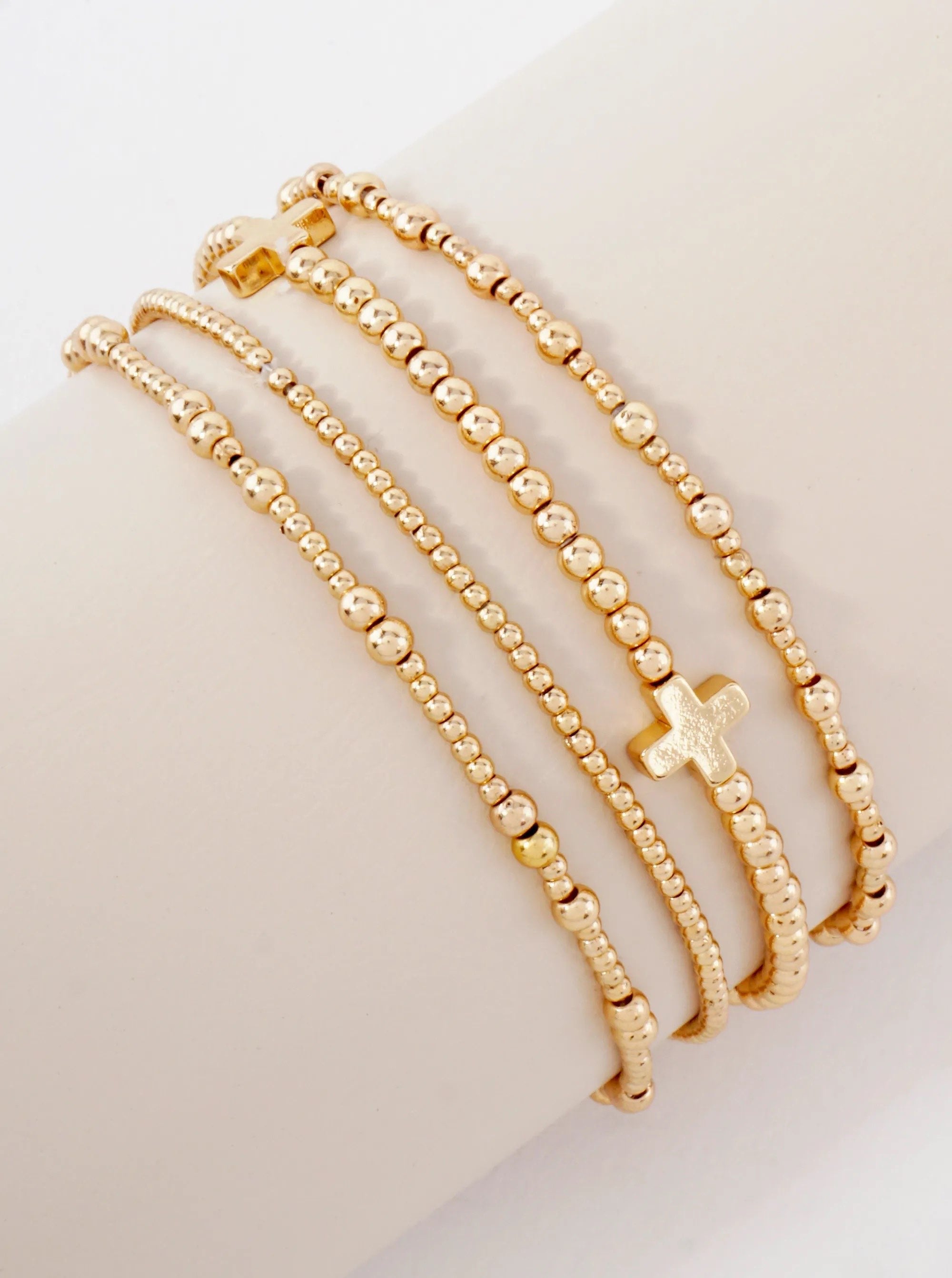 Lena Cross Accents Bracelet Set – 4 Pieces