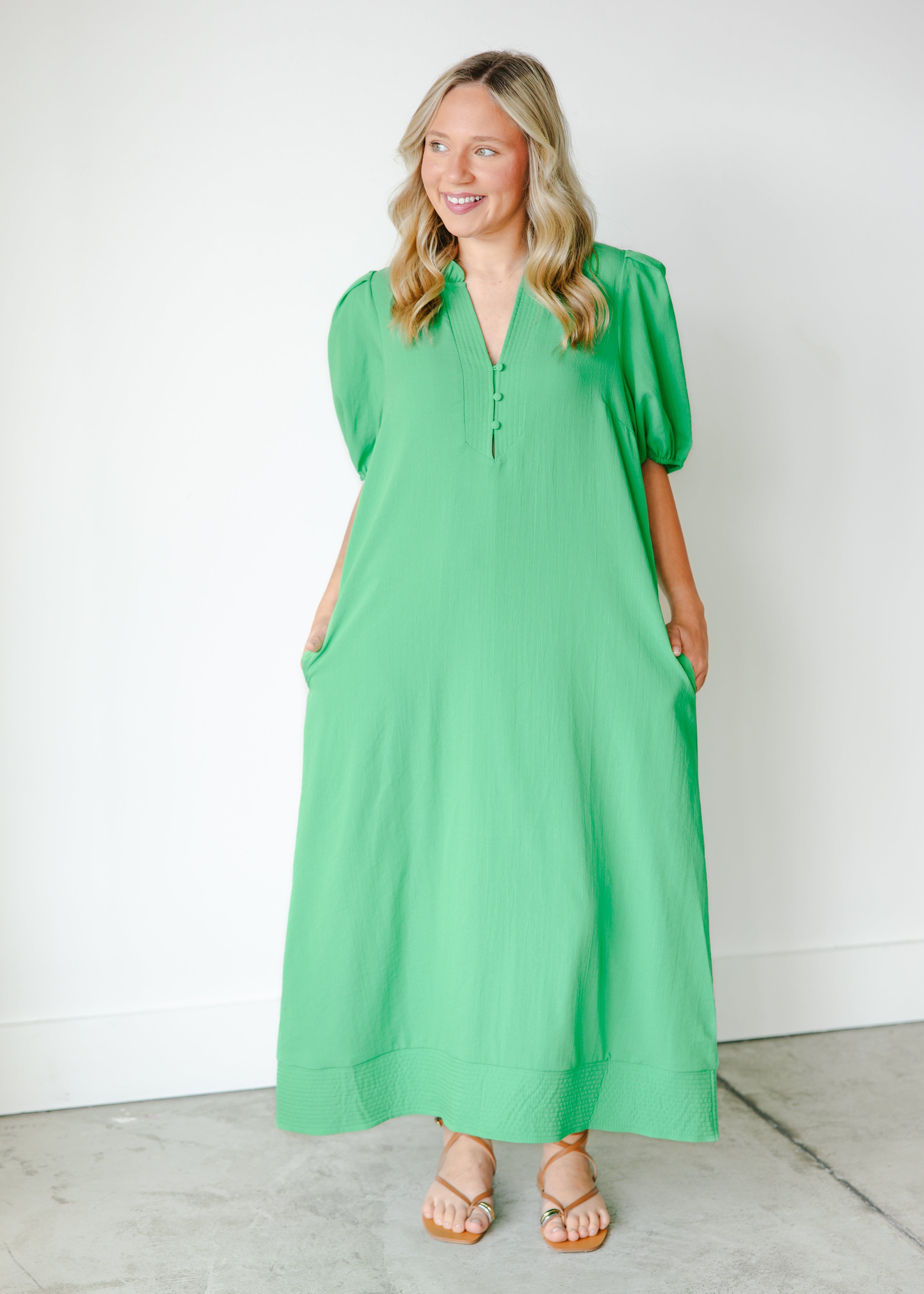 Isadora Button Front Midi Dress