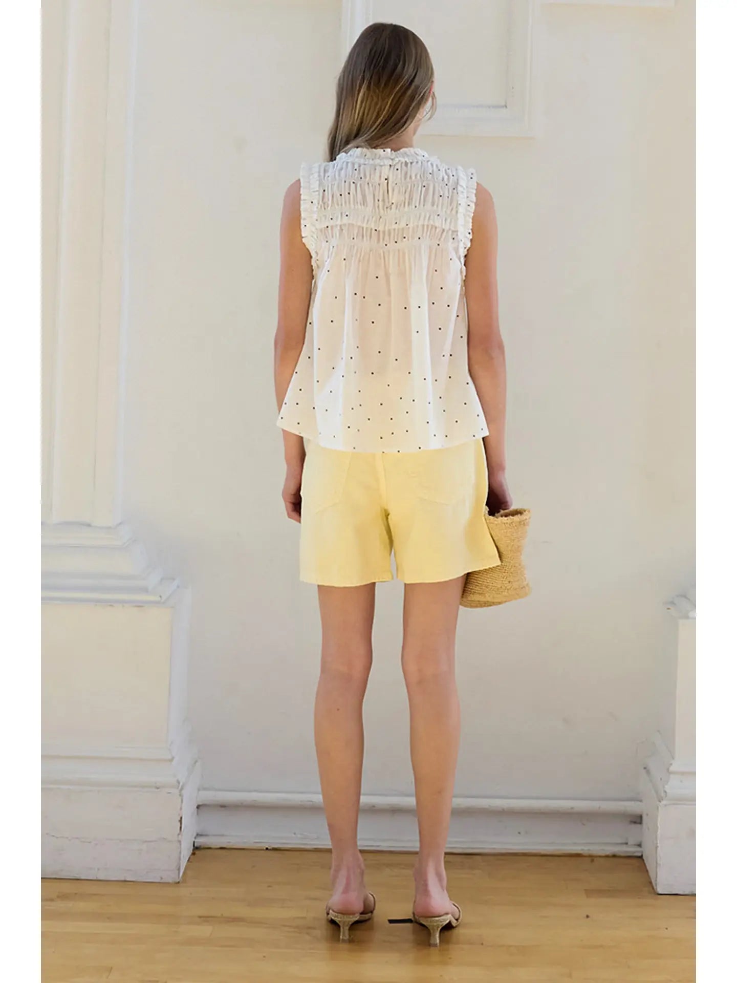 Patricia Polka Dot Ruffle Neck Blouse