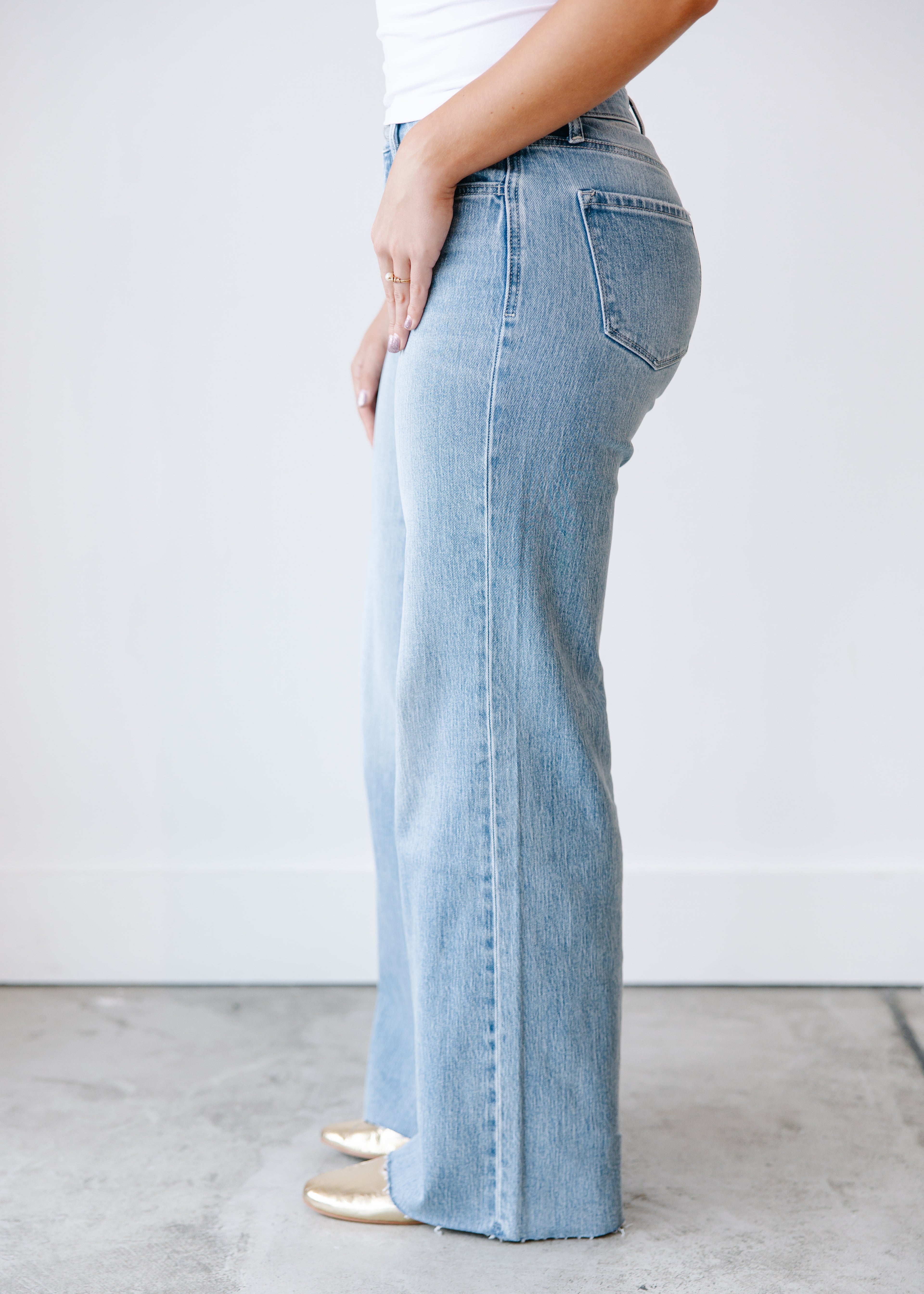 Isabella Clean Cut Raw Hem Jeans