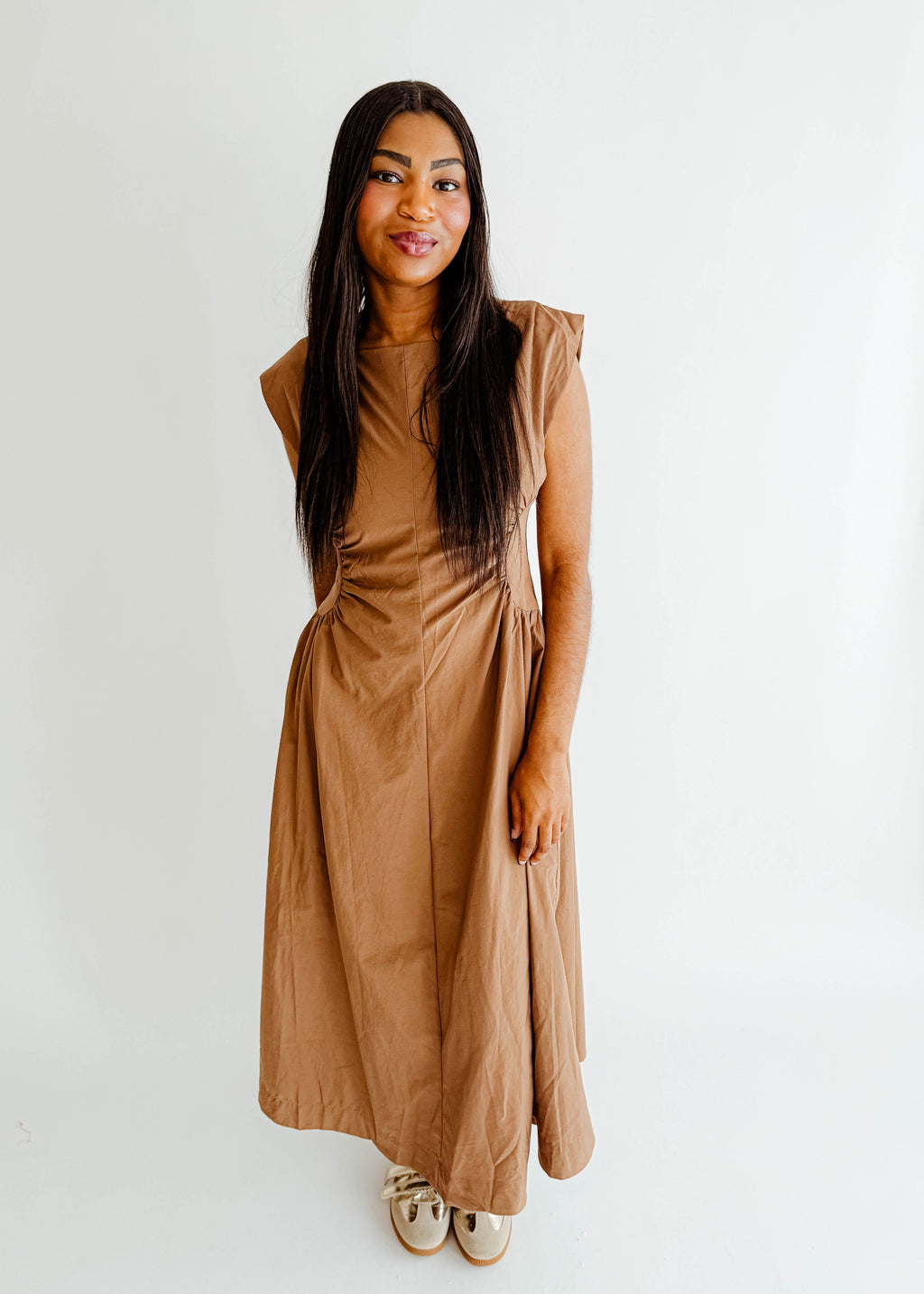 Mabel Ruched Midi Dress