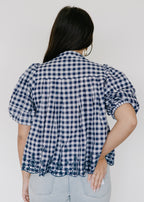 Holland Gingham Puff Sleeve Peplum Top