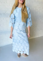 Diana Floral Lace Crop Top and Midi Skirt Set