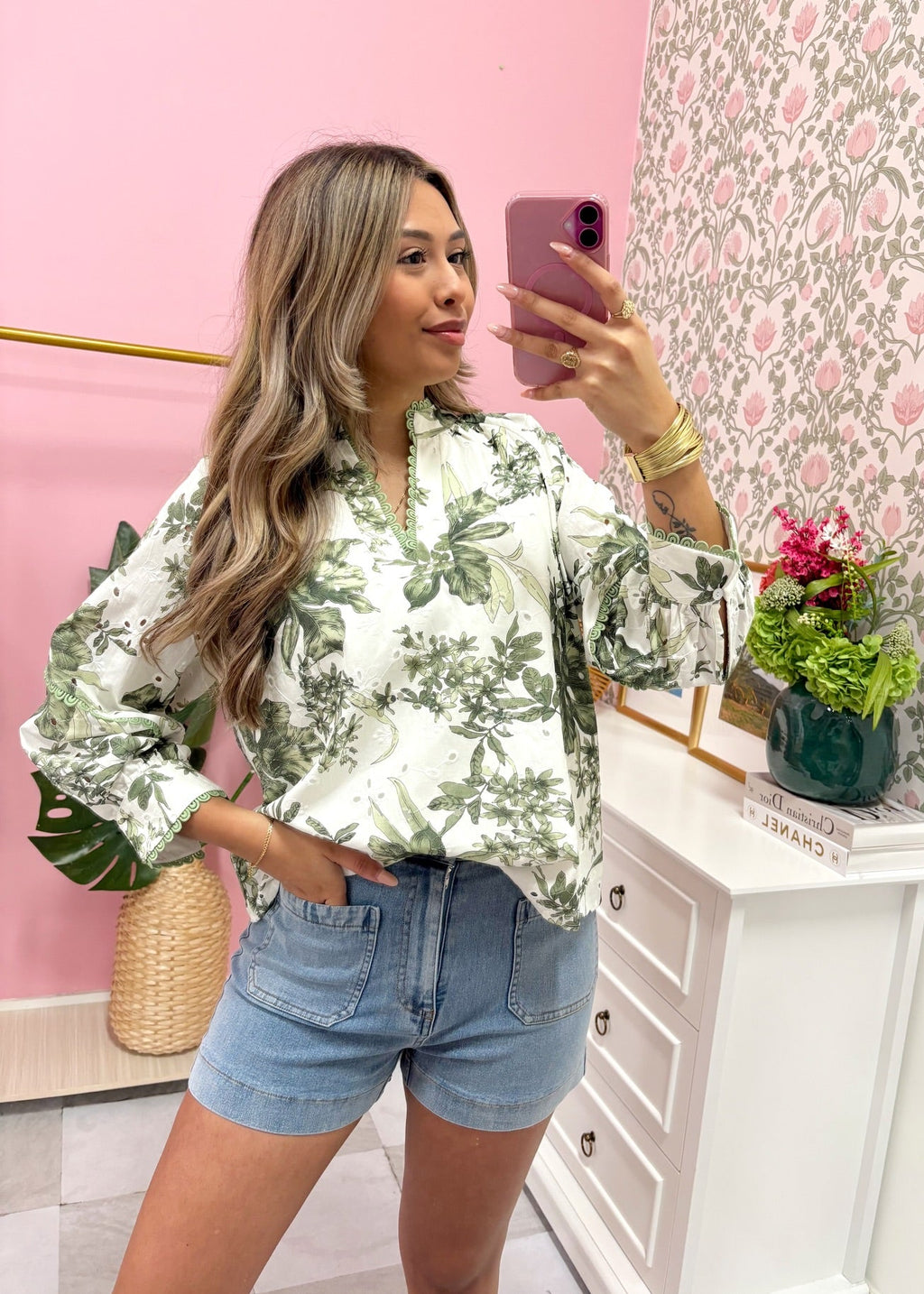 Floral Eyelet Relaxed Top