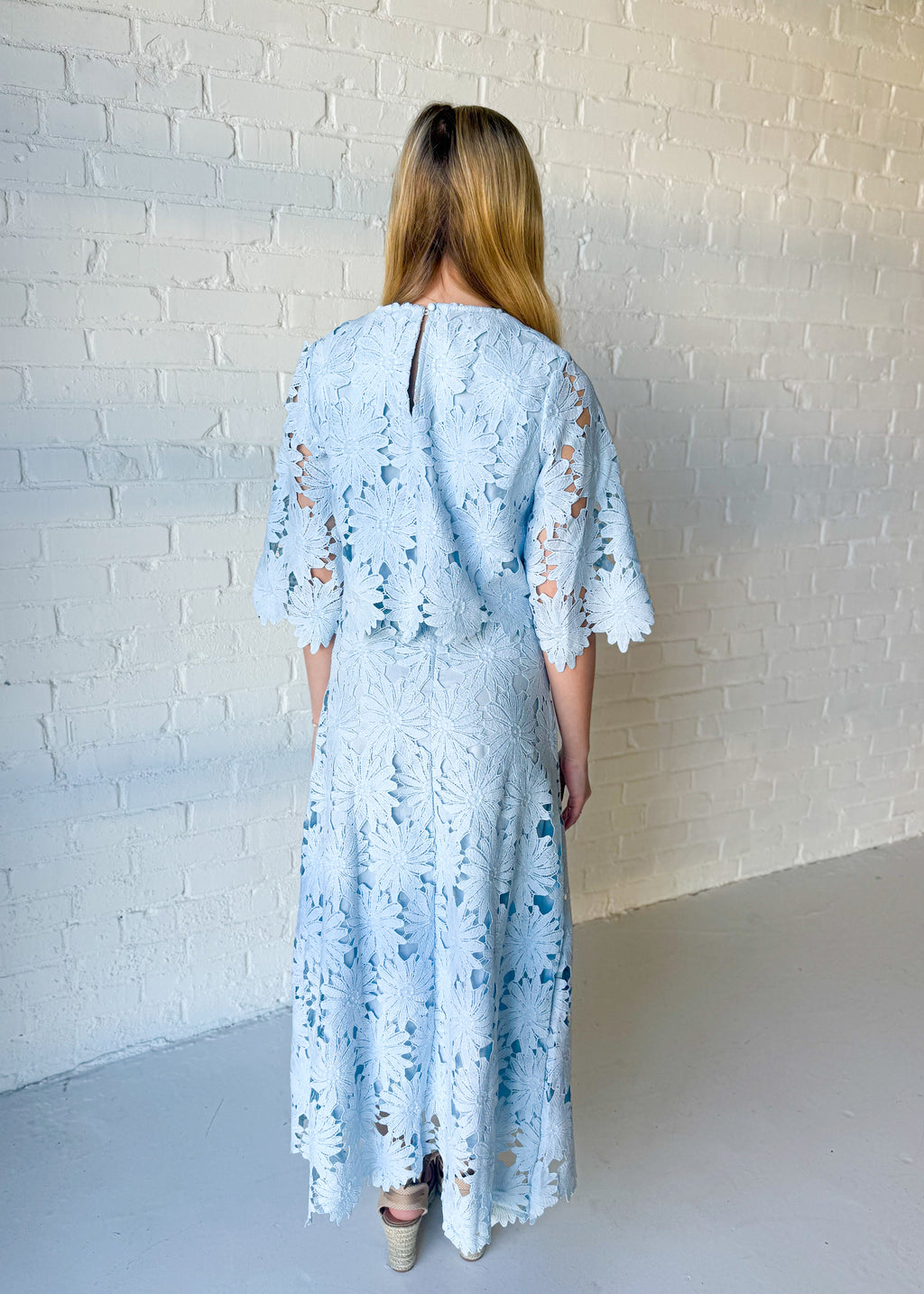 Diana Floral Lace Crop Top and Midi Skirt Set