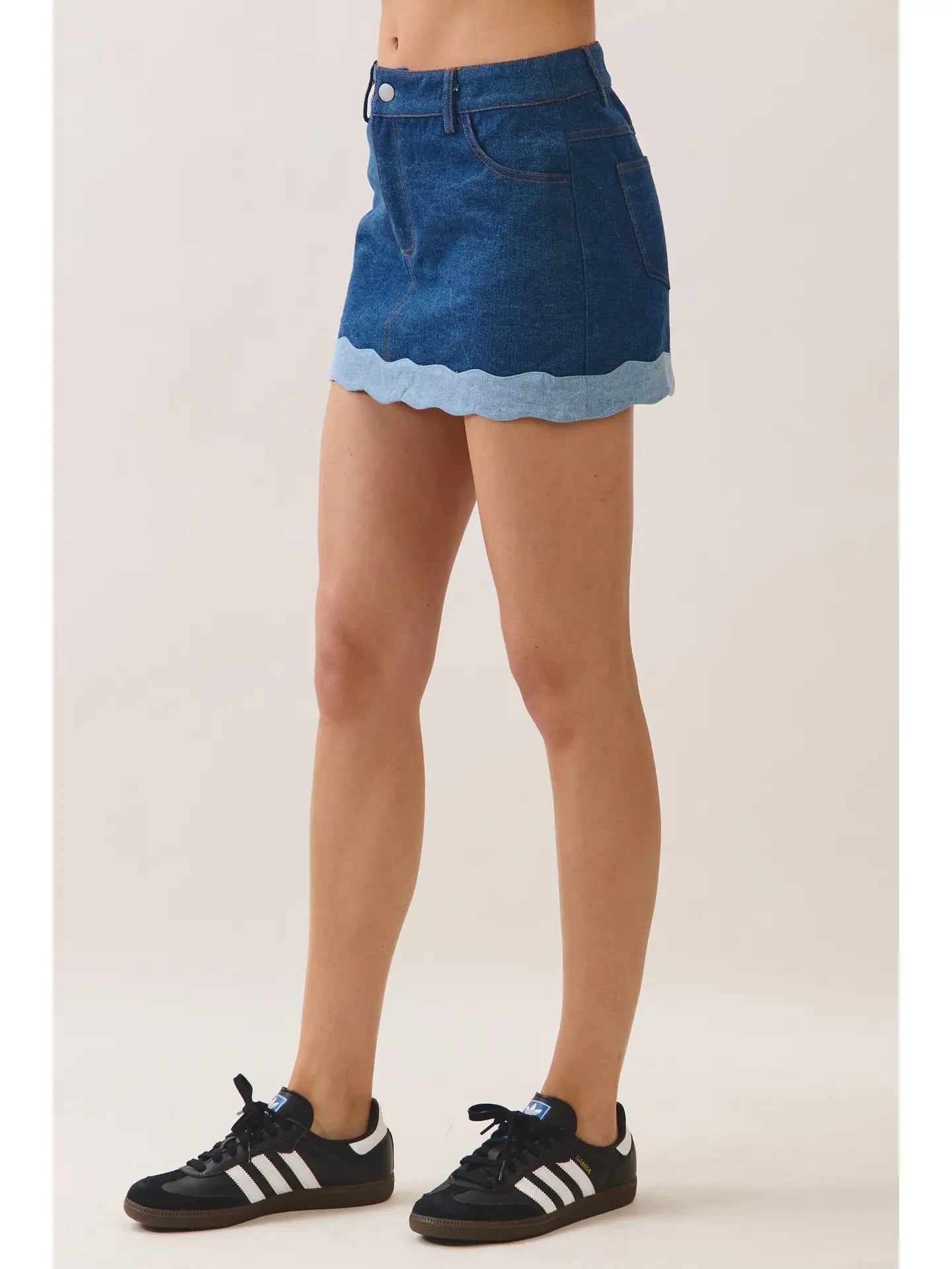 Venus Scallop Hem Mini Skirt
