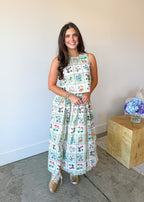 Petal Printed Midi Skirt