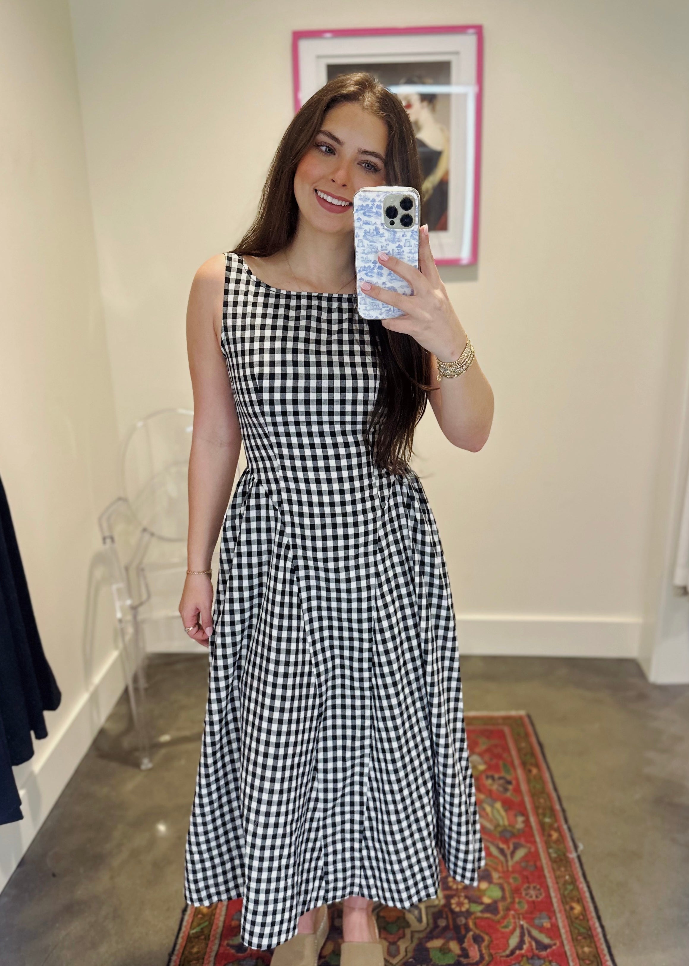 Lisa Gingham Sleeveless Maxi Dress