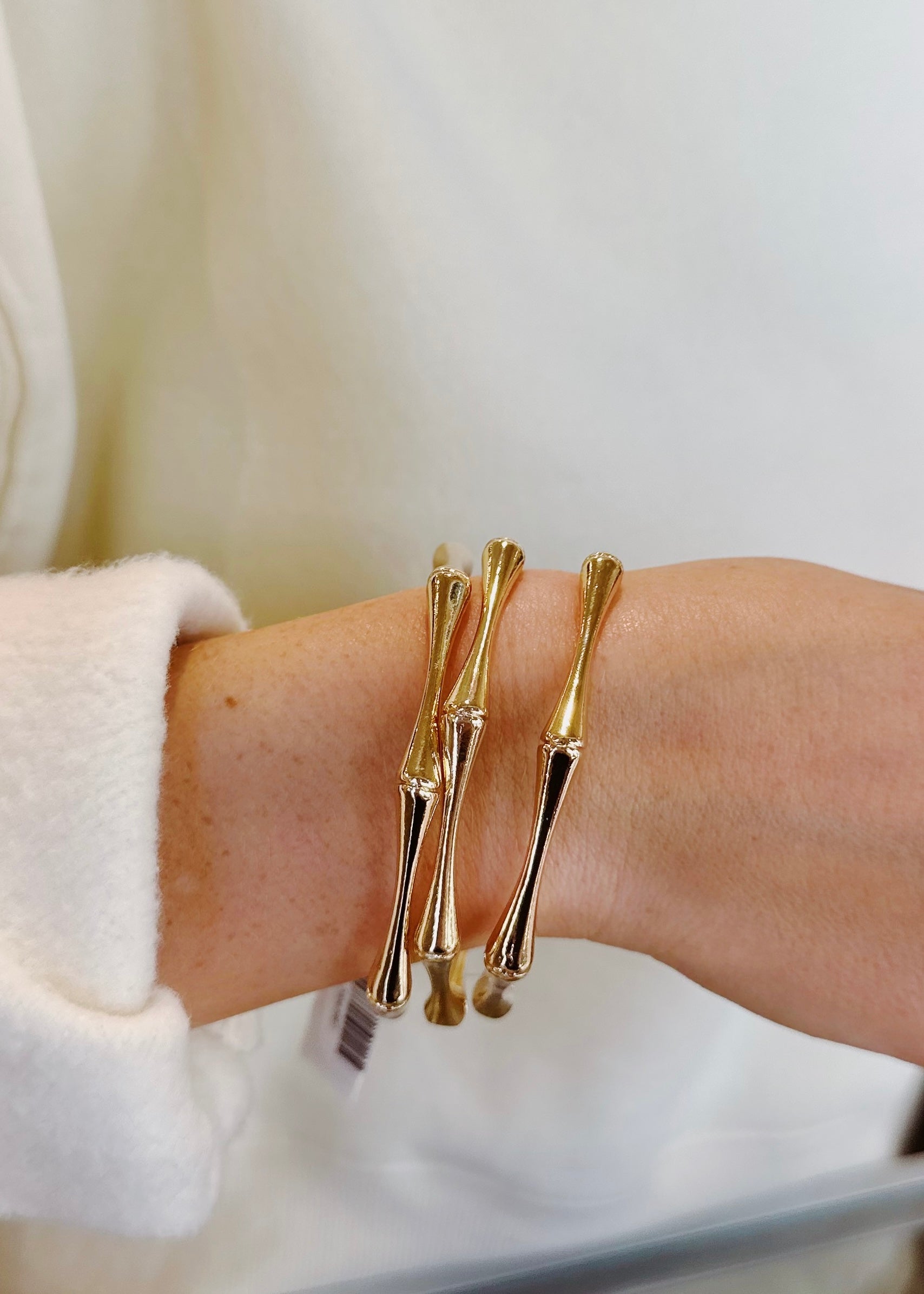 3 Row Bamboo Shape Bangle Set
