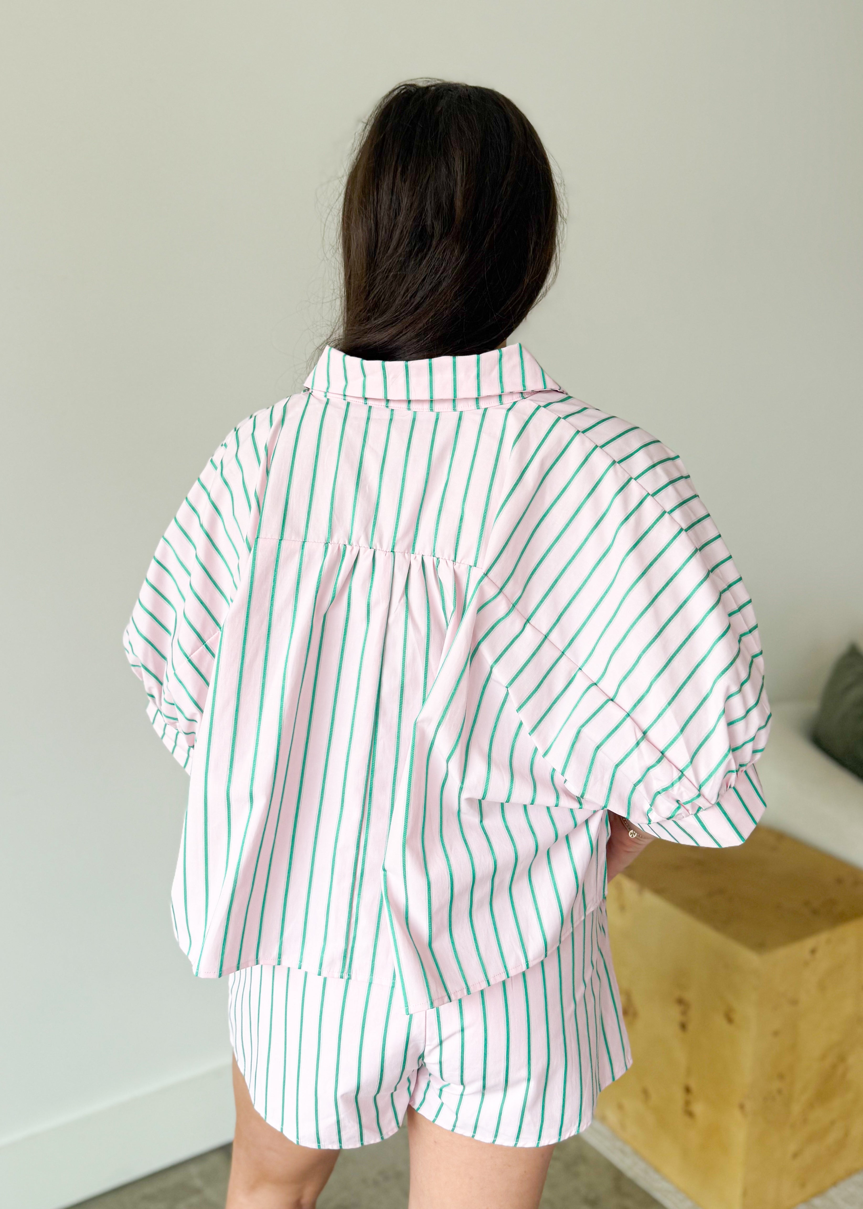 Marina Pinstripe Shirt and Shorts Set