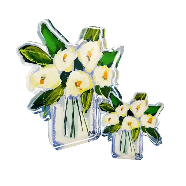 White Floral Acrylic Bloom Block