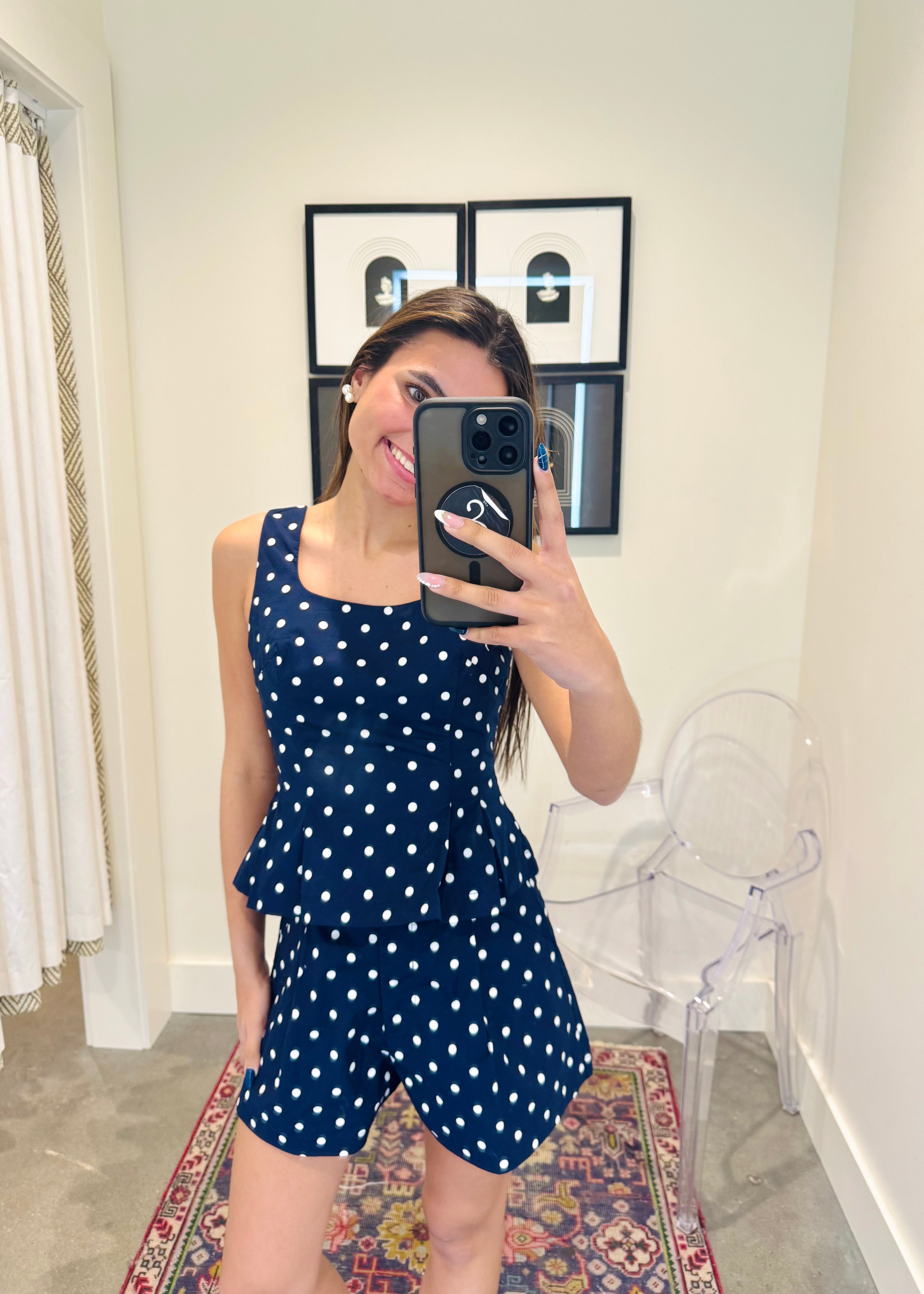 Polka Dot Peplum Short Set