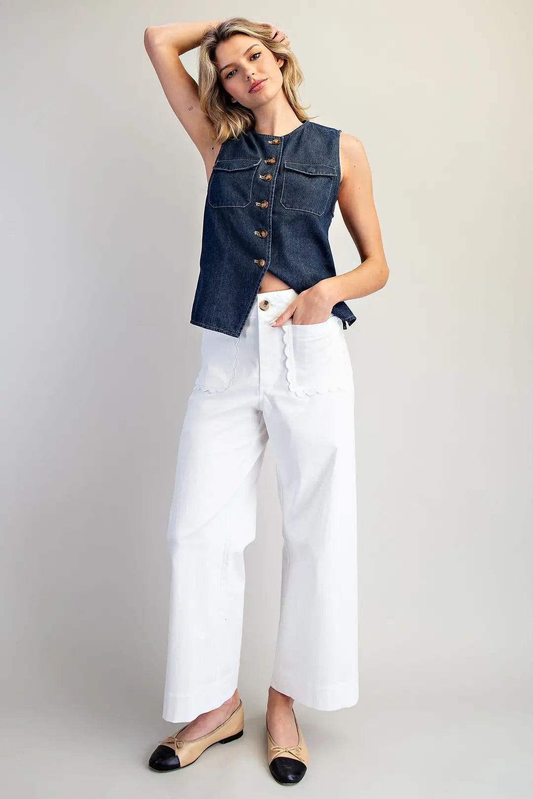 Clara High-Rise Scallop Pocket Pants