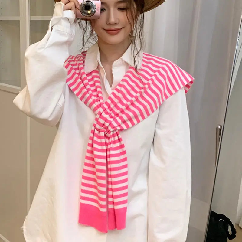 Clara Striped Knotless Shawl