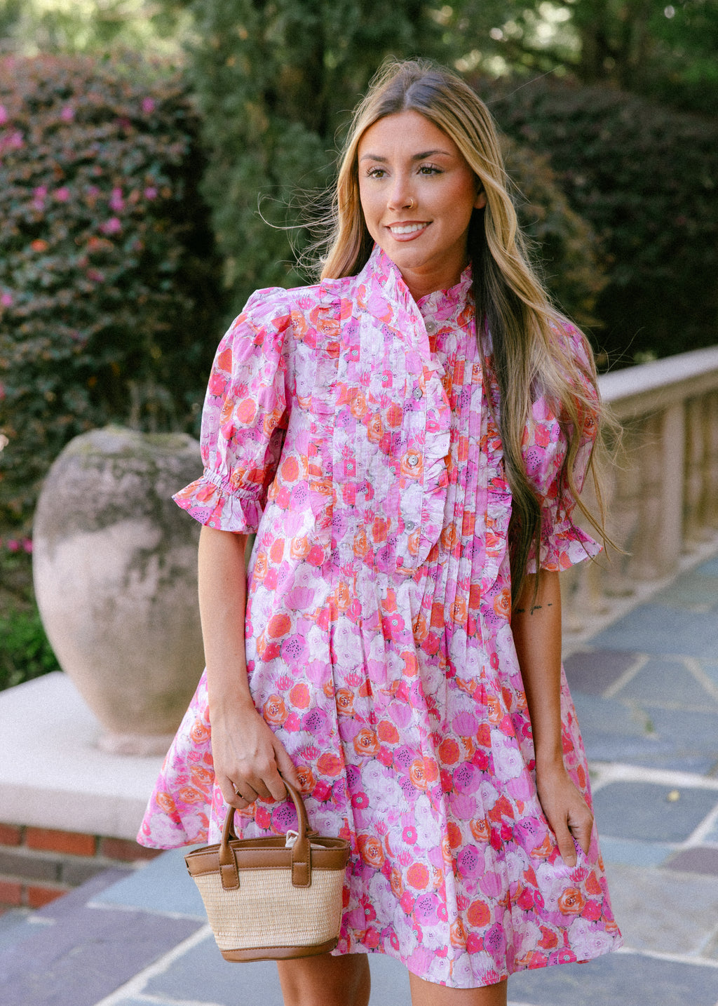 Hazel Ruffle Detail Floral Mini Dress