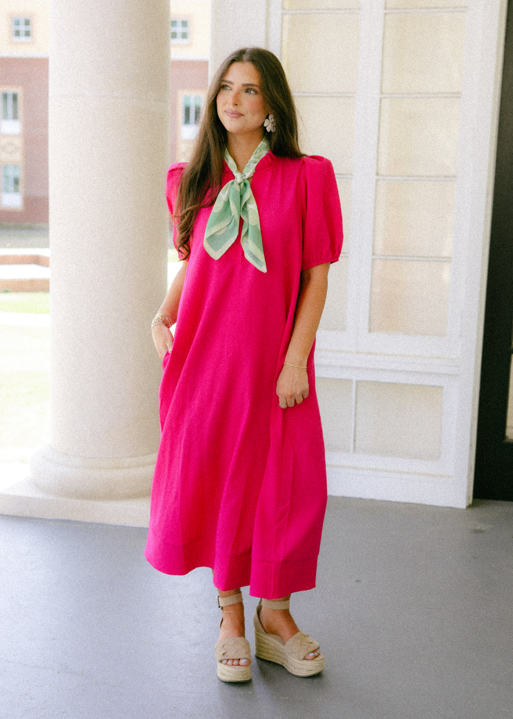 Isadora Button Front Midi Dress