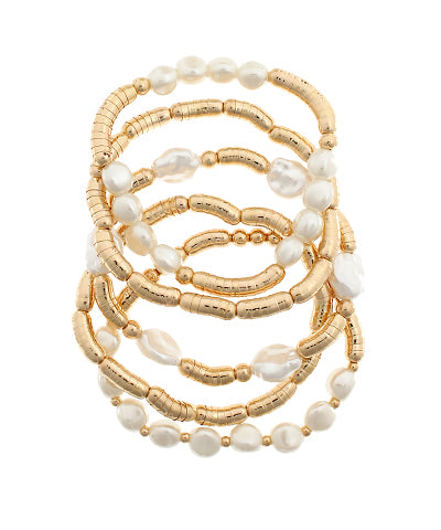 5 Row CCB Ball & Baroque Pearl Bracelet