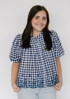 Holland Gingham Puff Sleeve Peplum Top