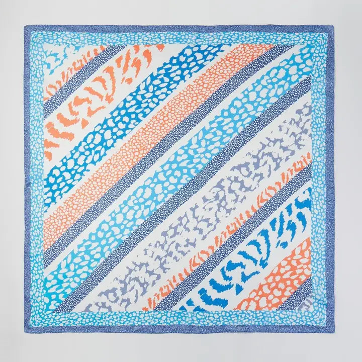 Striped Animal Print Square Bandana Scarf