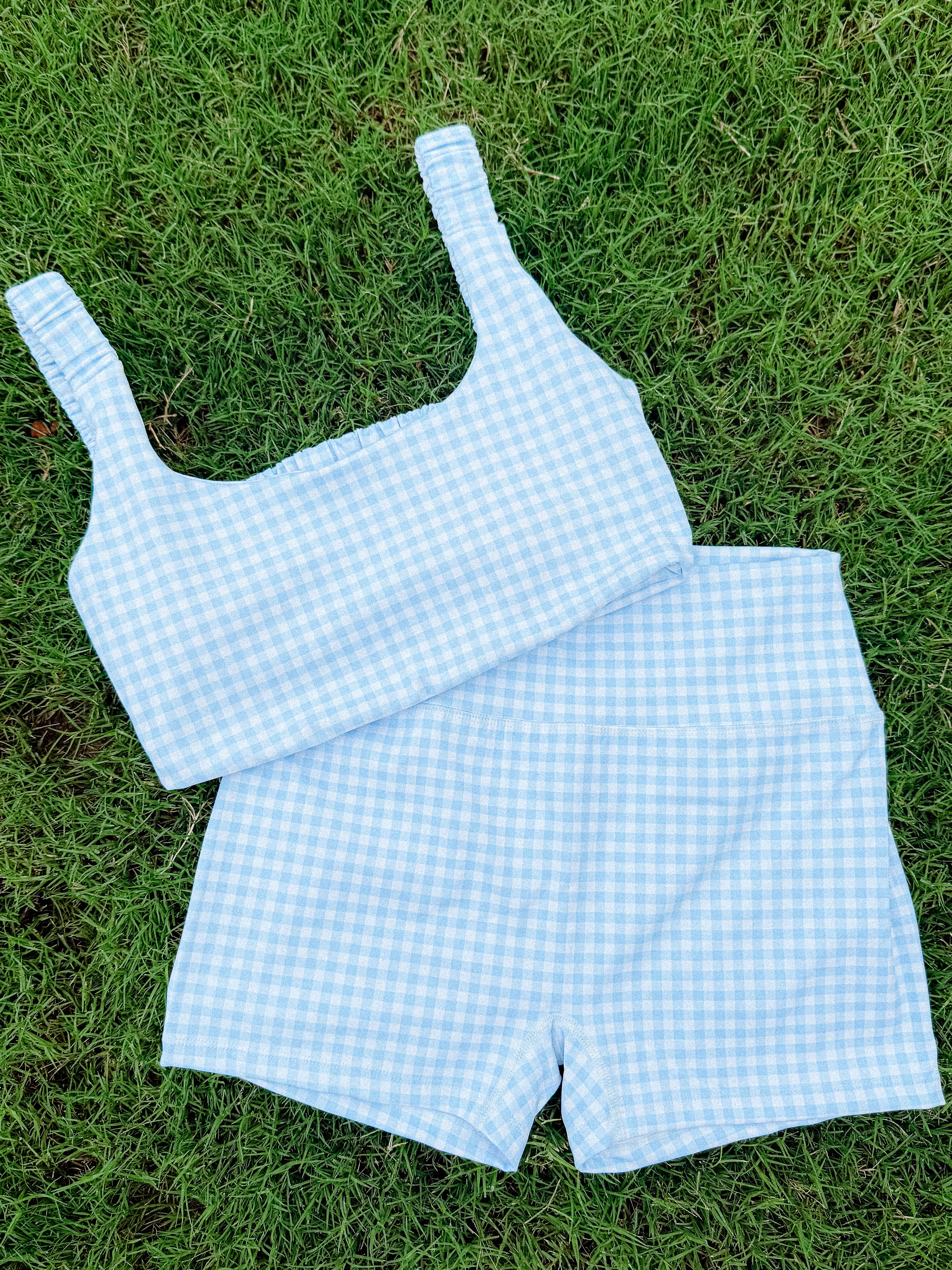 Gingham Print Ruched Bra Top