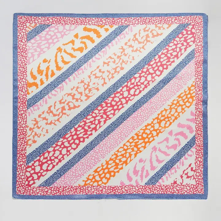 Striped Animal Print Square Bandana Scarf