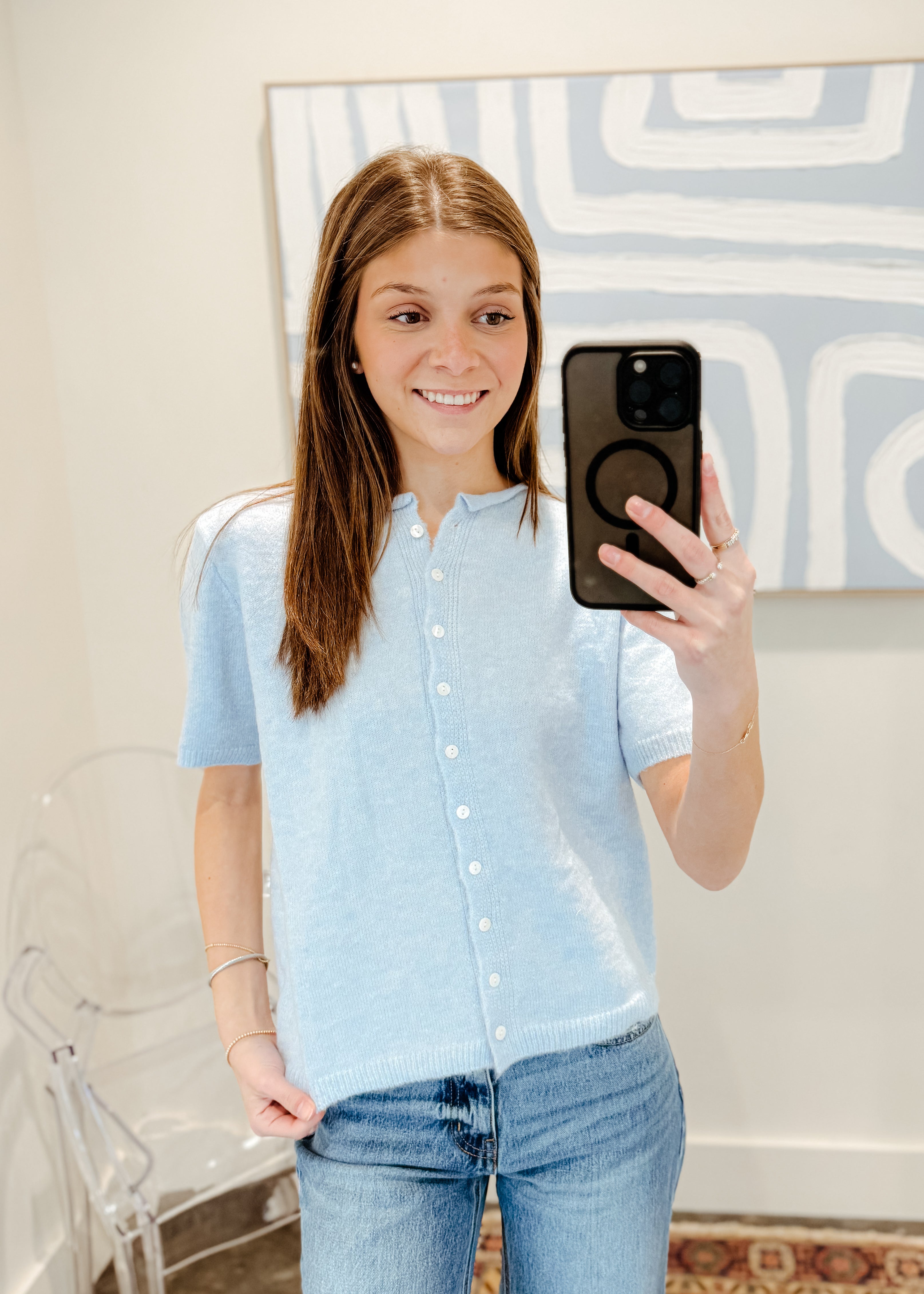 Short Sleeve Button Cardigan