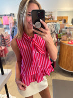 Delaney Stripe Tie-Neck Blouse