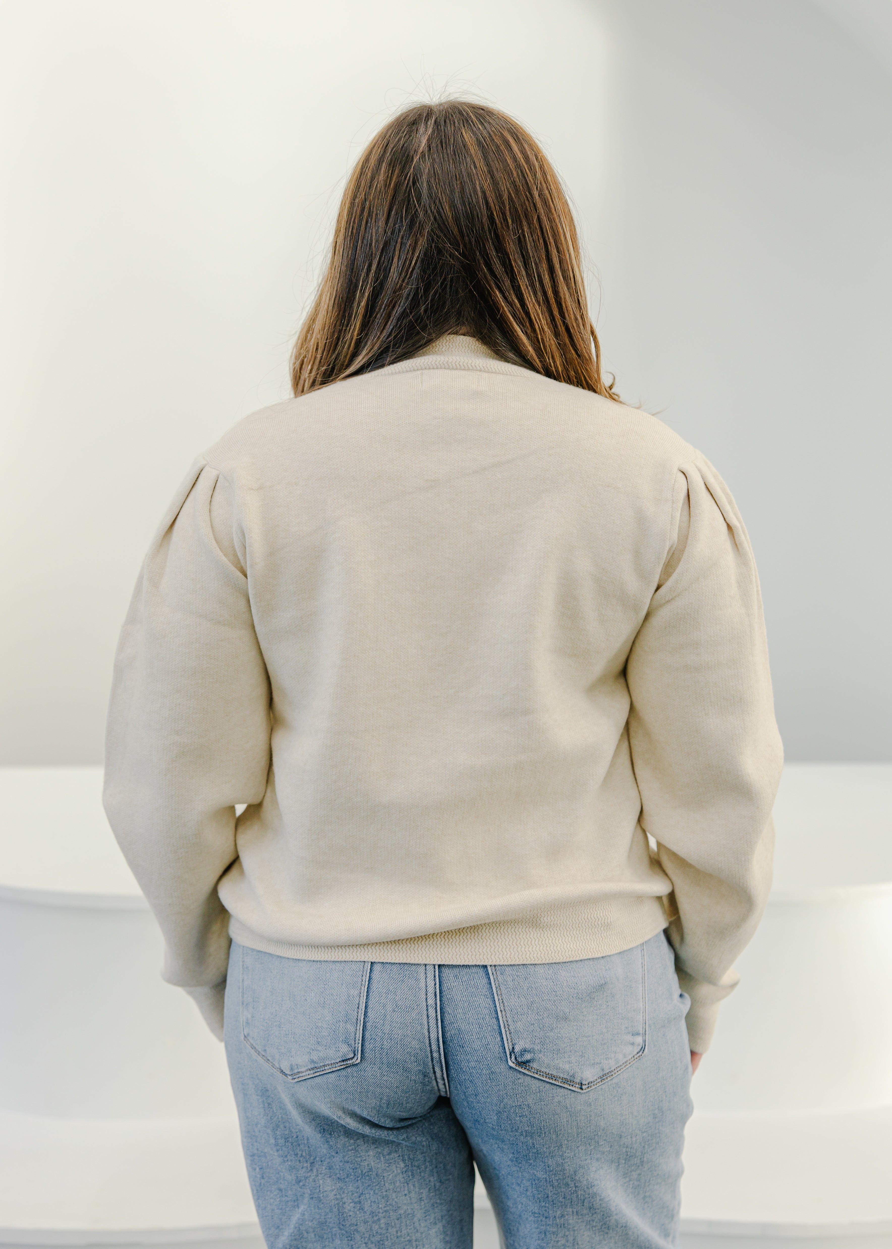 Mock Neck Puff Sleeve Sweater