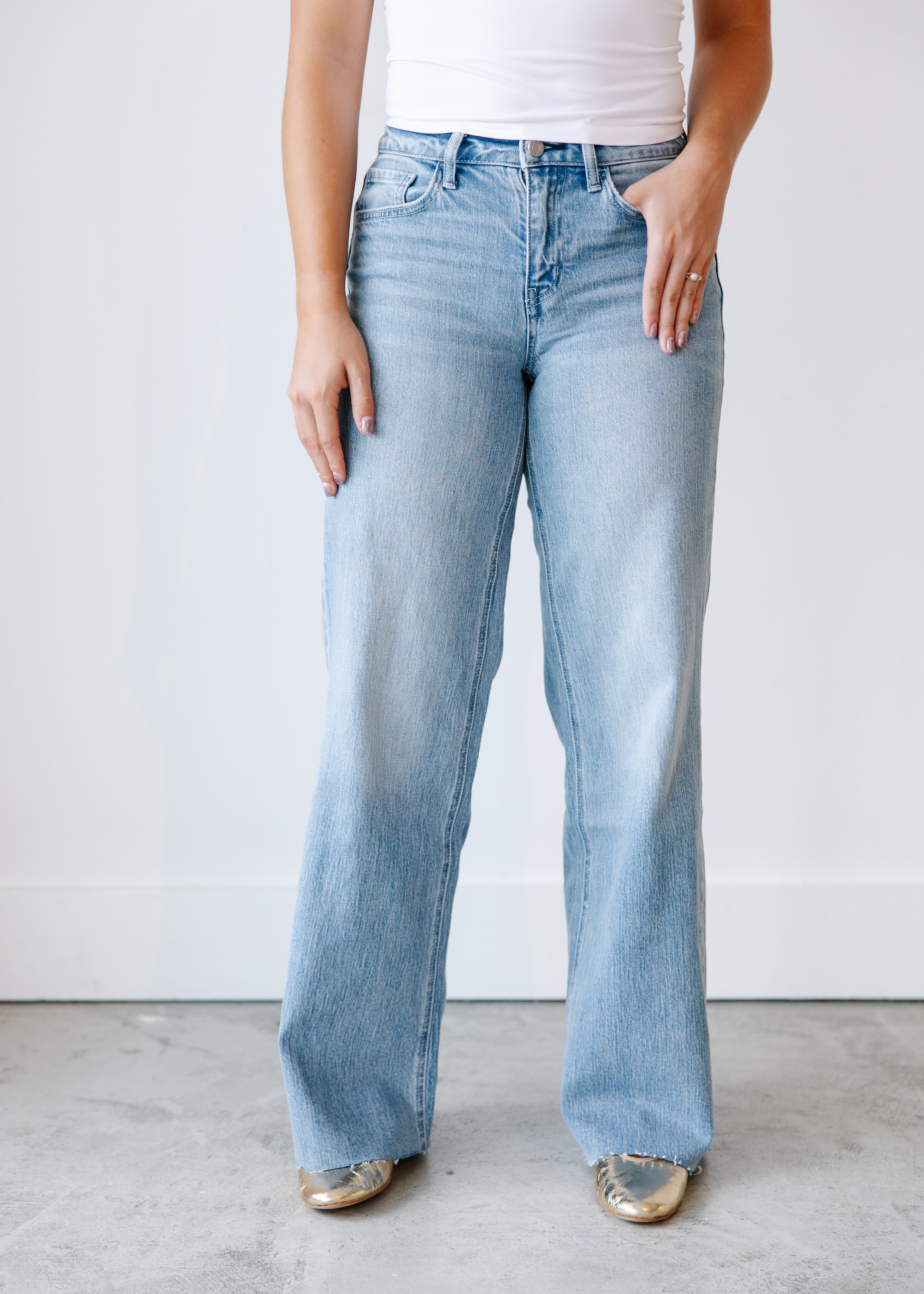 Isabella Clean Cut Raw Hem Jeans