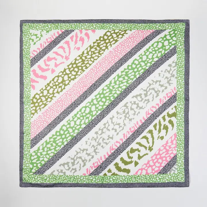 Striped Animal Print Square Bandana Scarf