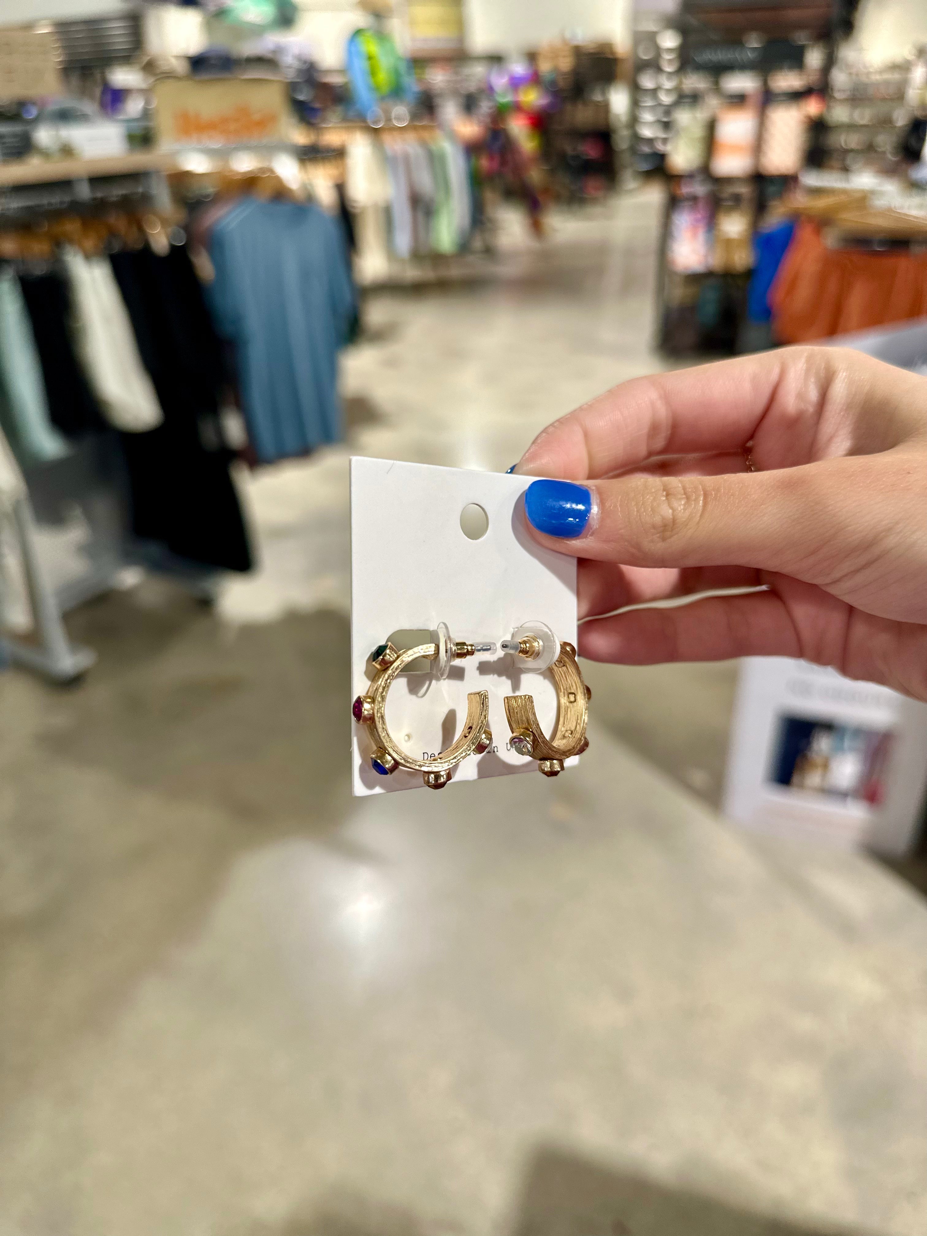 25mm Crystal Station Textured Hoops