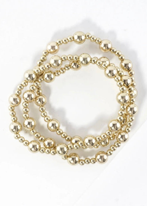 3pc-set Alternating Beads Stretch Bracelets