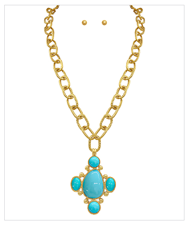 Turquoise Radiance Gold Jewelry Set
